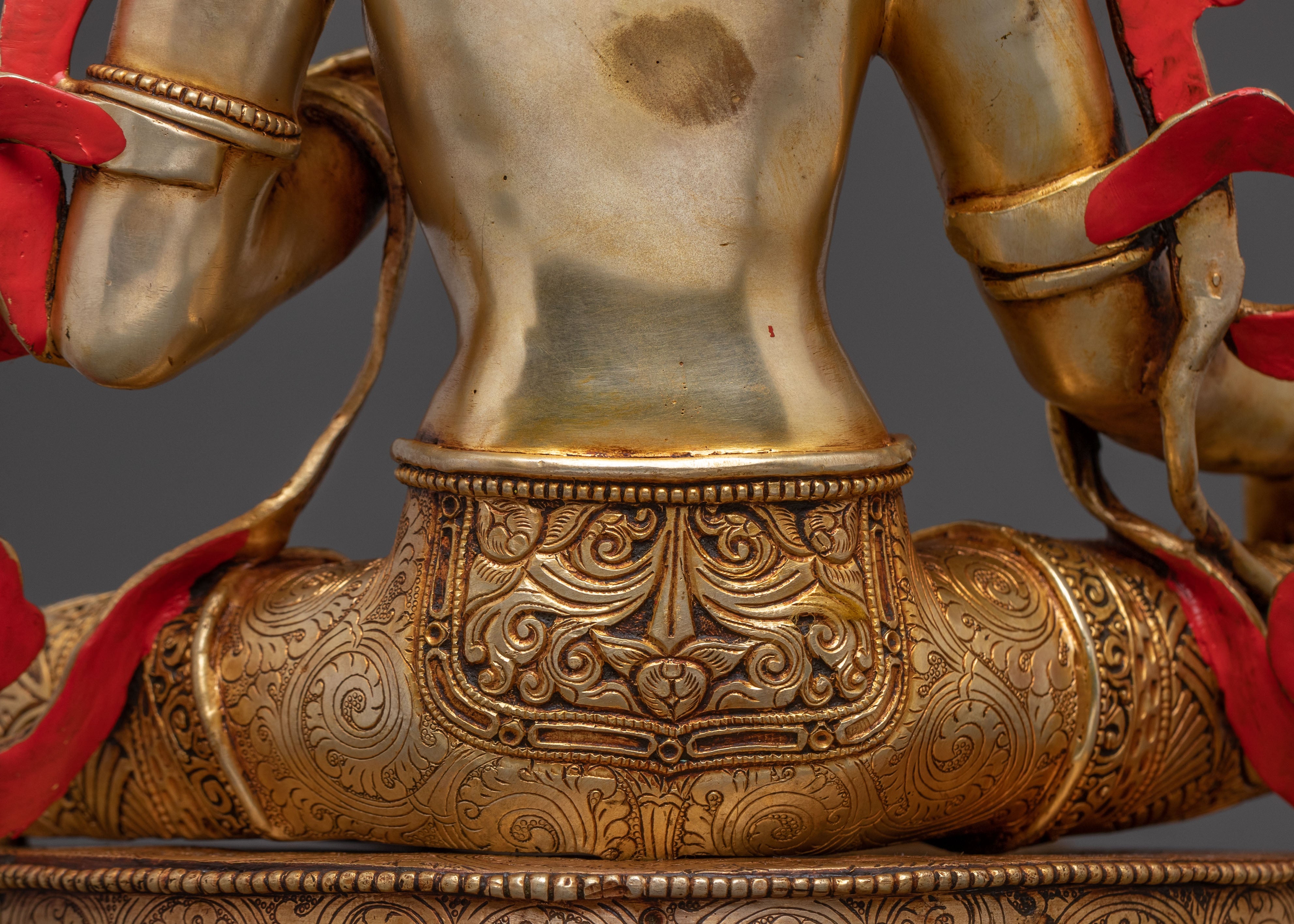 Compassionate Healing Green Tara Statue | 24k Gol Gilded Art