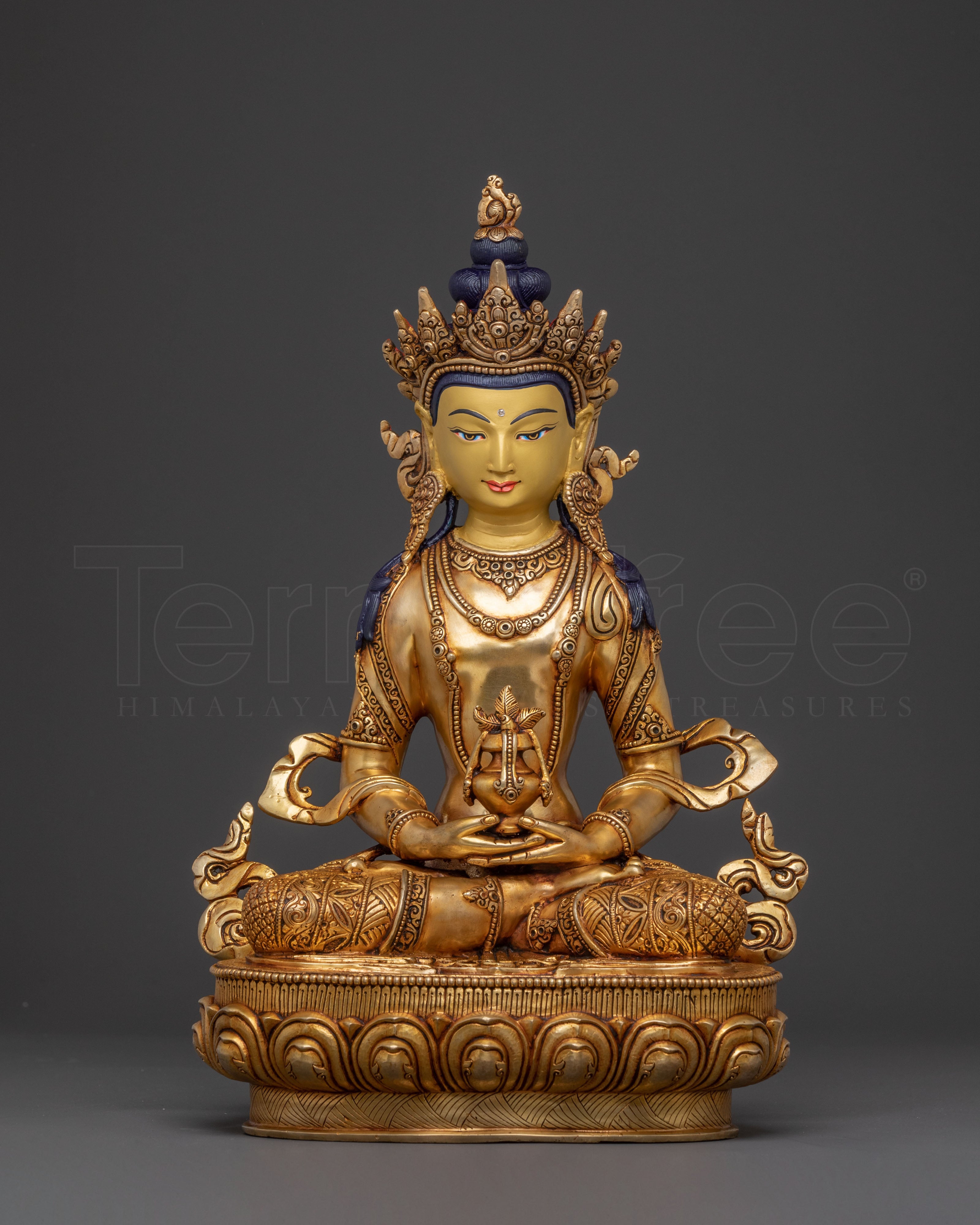 Statue of Long Life Blessing Amitayus | 24K Gold Gilded Statue