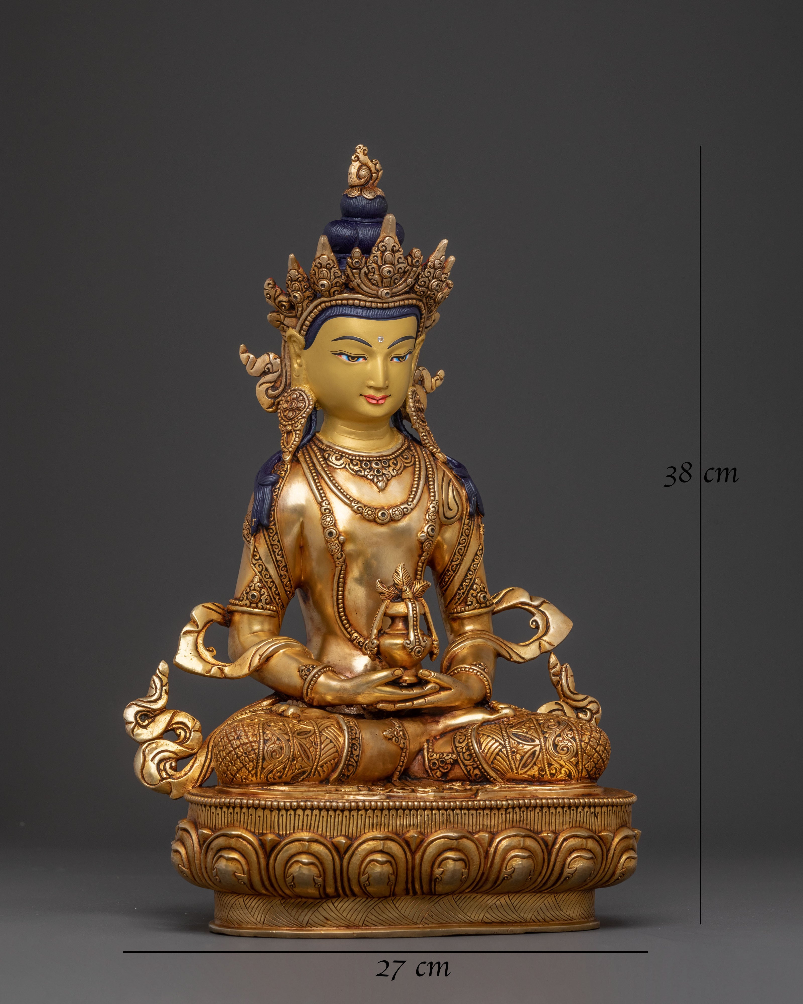 Statue of Long Life Blessing Amitayus | 24K Gold Gilded Statue