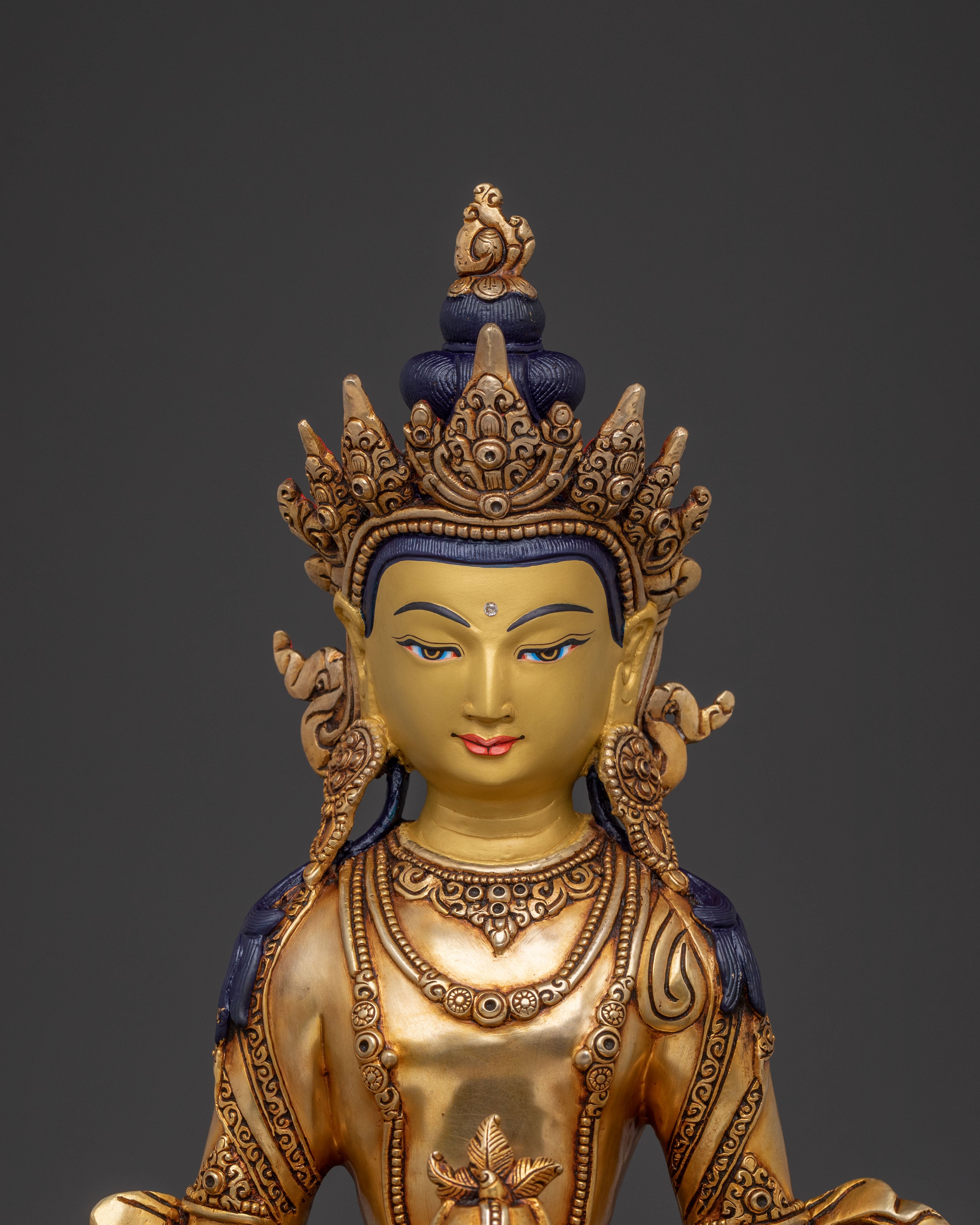 Statue of Long Life Blessing Amitayus | 24K Gold Gilded Statue