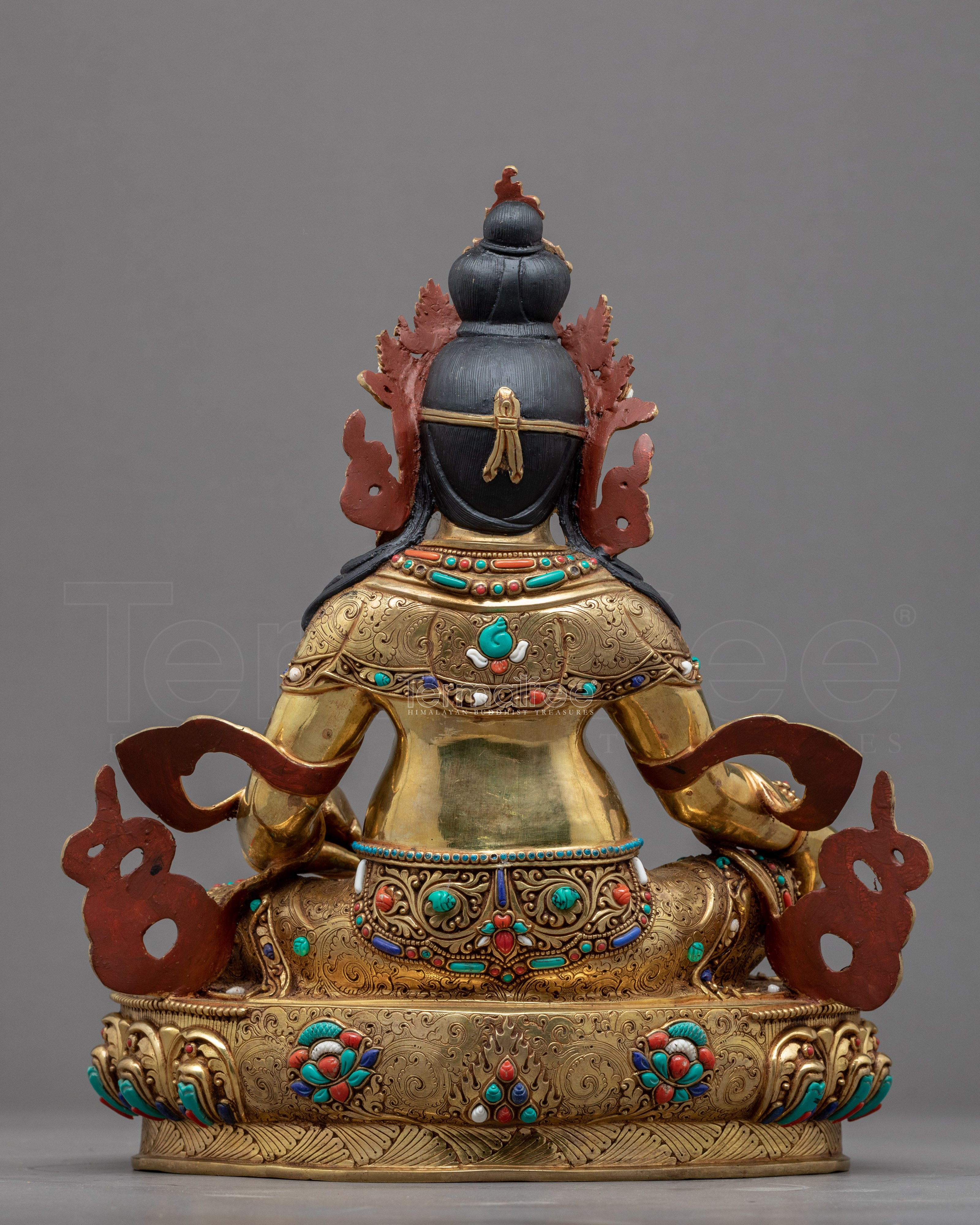 Dzambhala Empowerment Statue | Jambhala Deity Holding Jewel Spitting Mongoose Art - Termatree