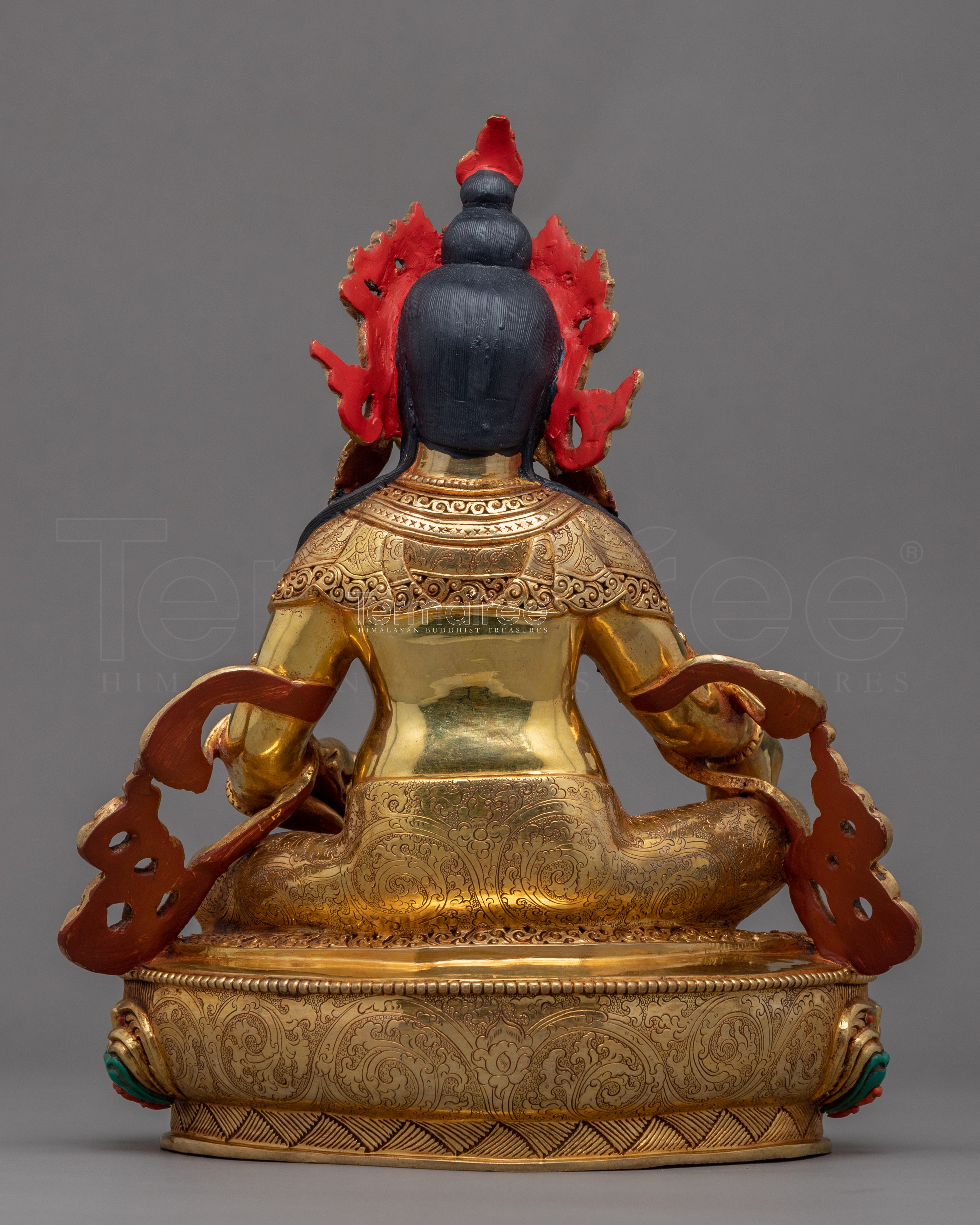 Jambhala Practice Sculpture | 24K Gold Gilded Buddhist Deity Dzambhala Art - Termatree