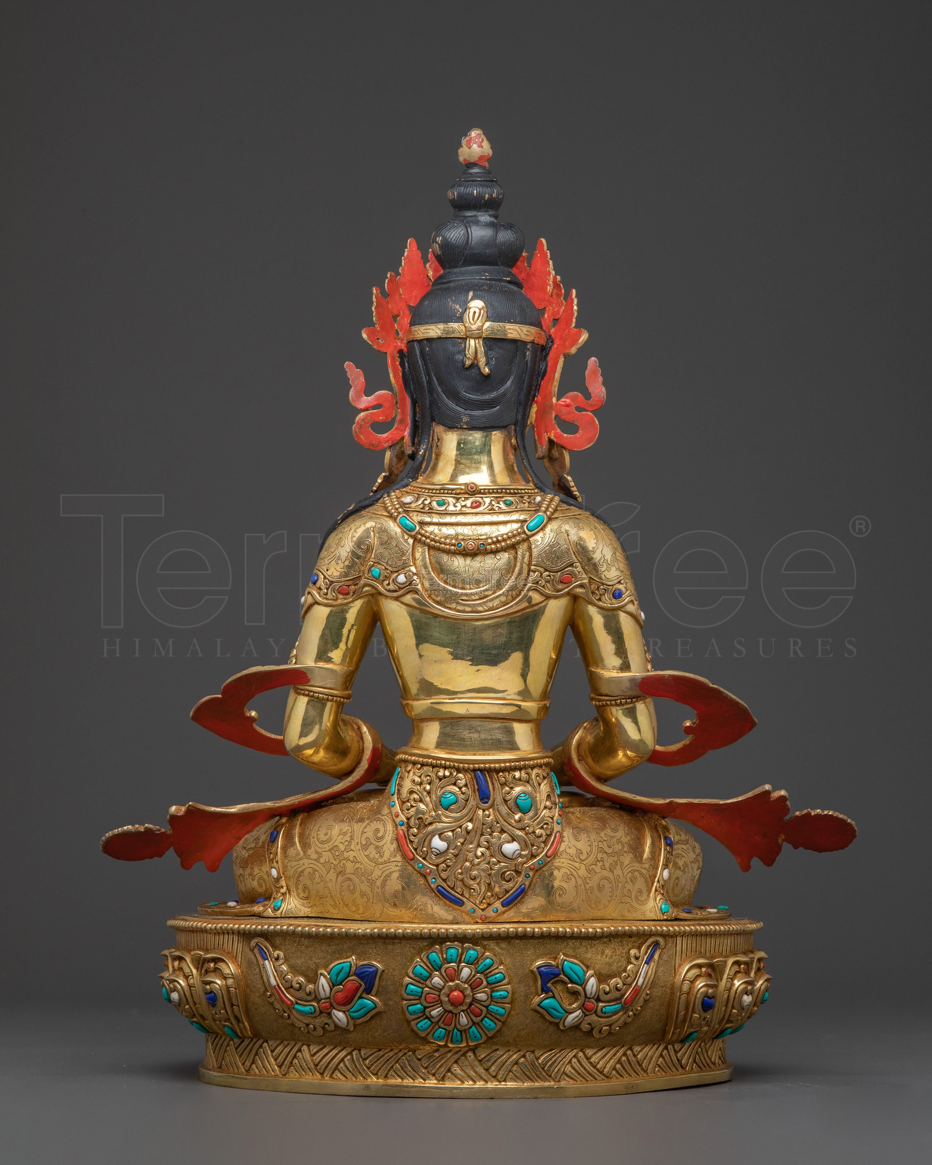 Sacred Longevity Amitayus Sculpture – Hand-Gilded Art