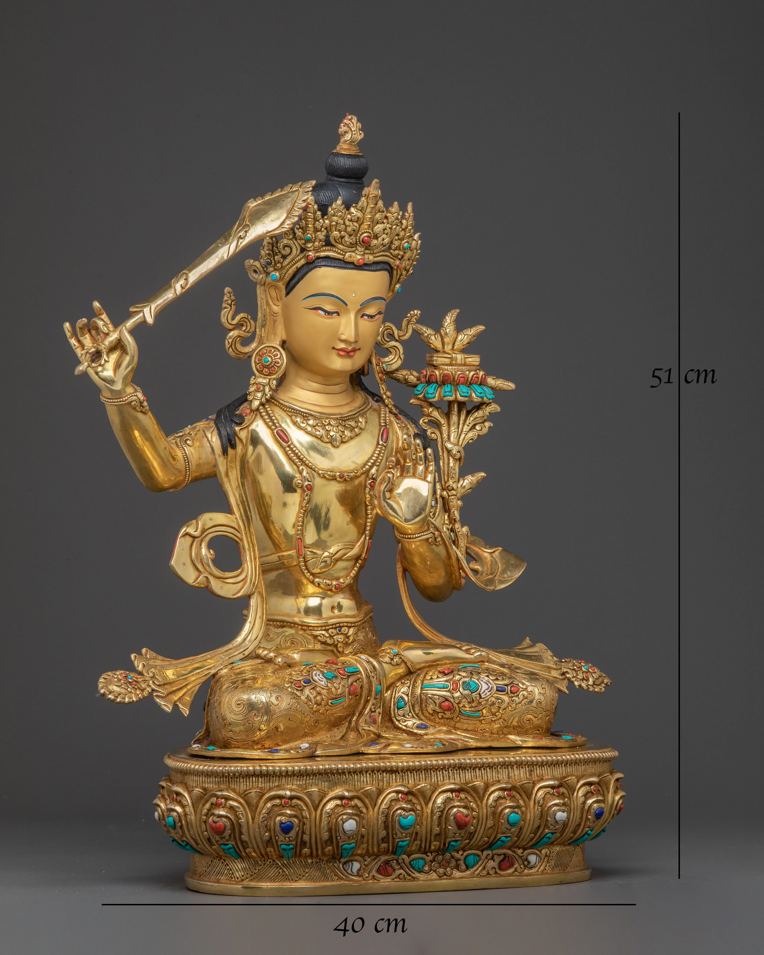 Manjushri Golden Statue: Meditational Decor