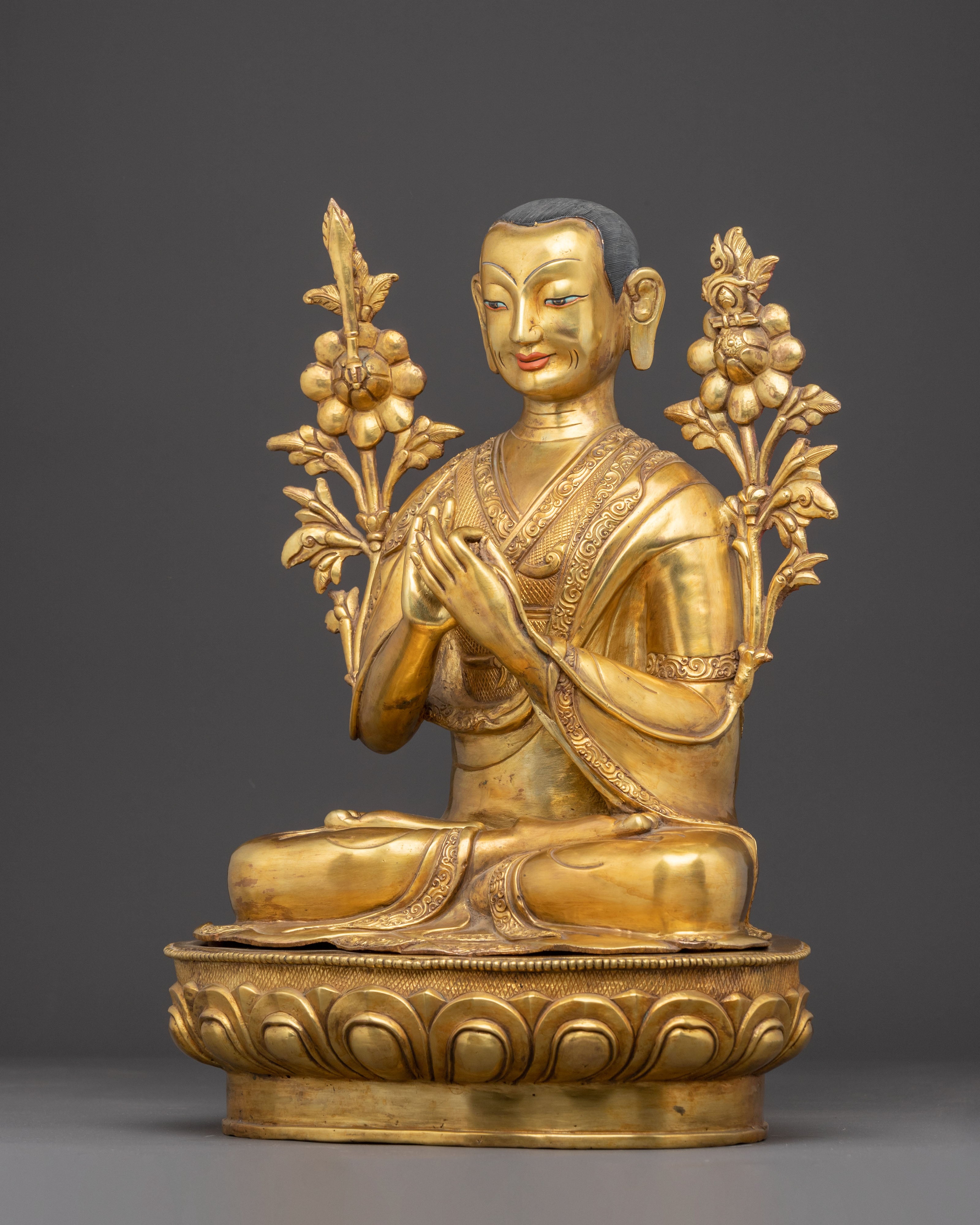 Traditional Statue of Tshongkhapa and His Disciples | Tibetan Master and Followers