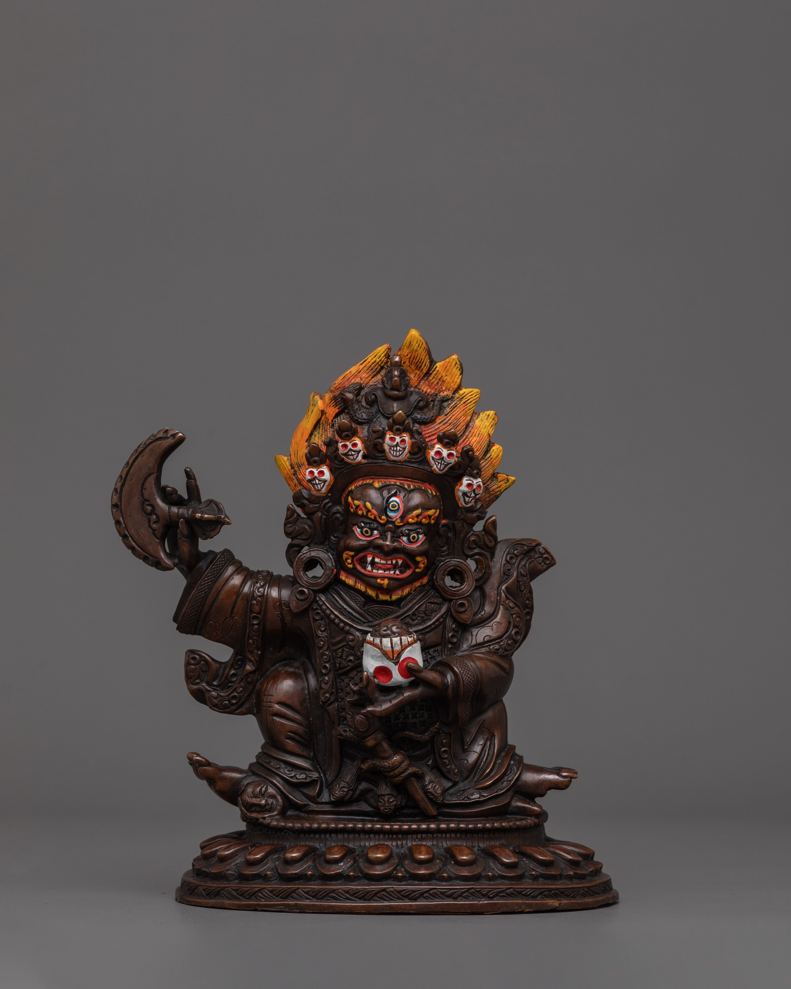 Mahakala Bernakchen with Oxidized Body Statue | Protector of the Kagyu Lineage