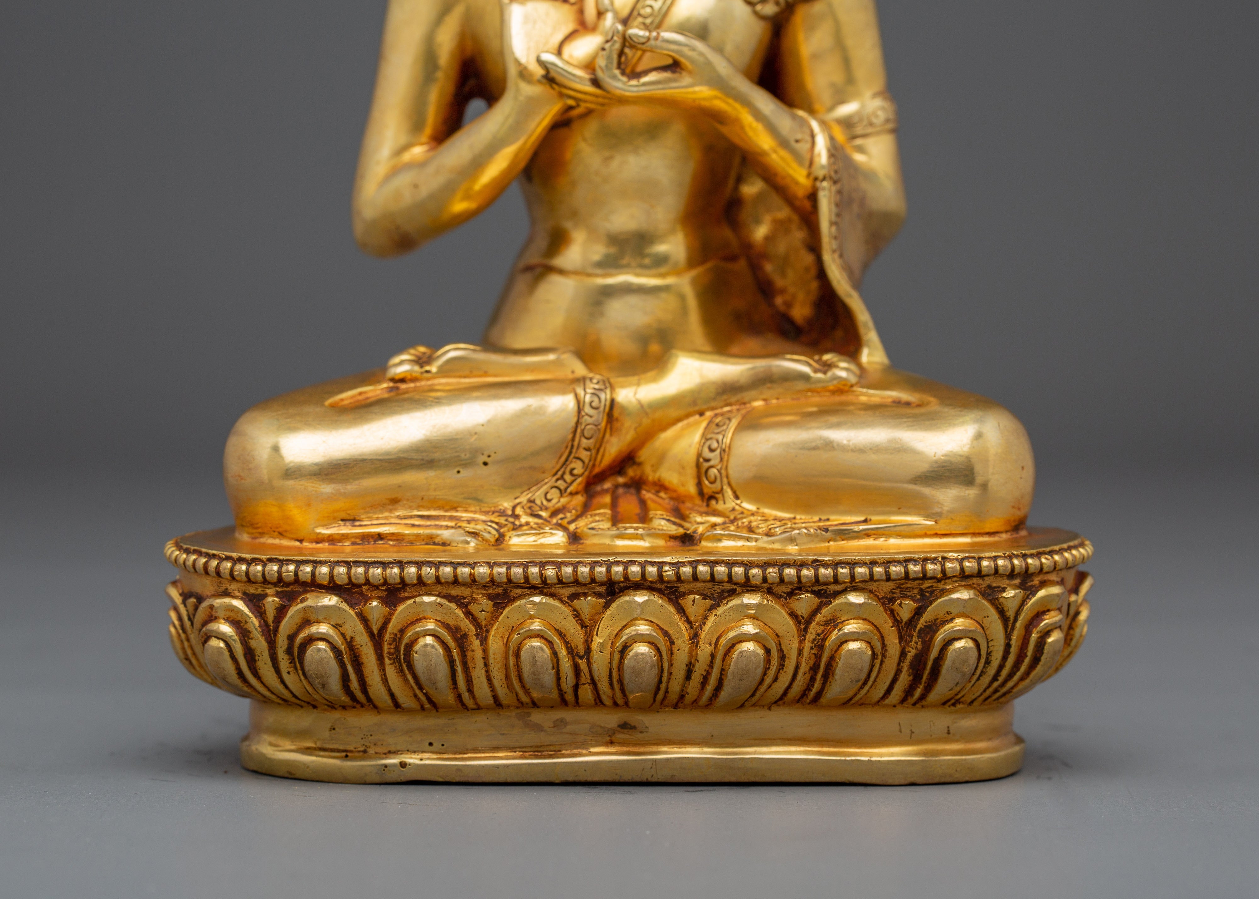Adhinath Buddha Gold Gilded and Copper Statue | Sculpture for Spiritual Spaces and Altars