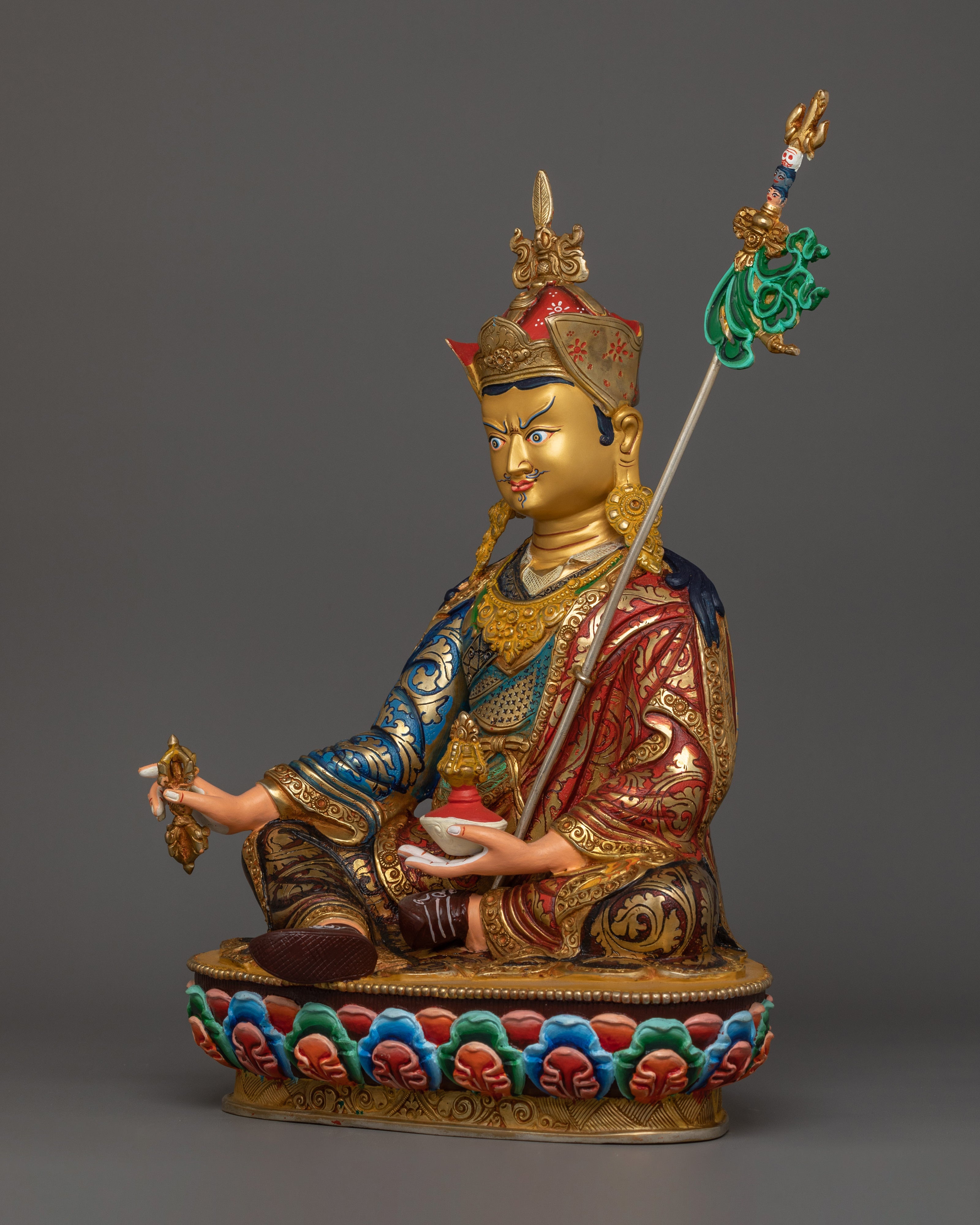 Handcrafted Statue of Guru Rinpoche | 24K Gold Gilded Sculpture