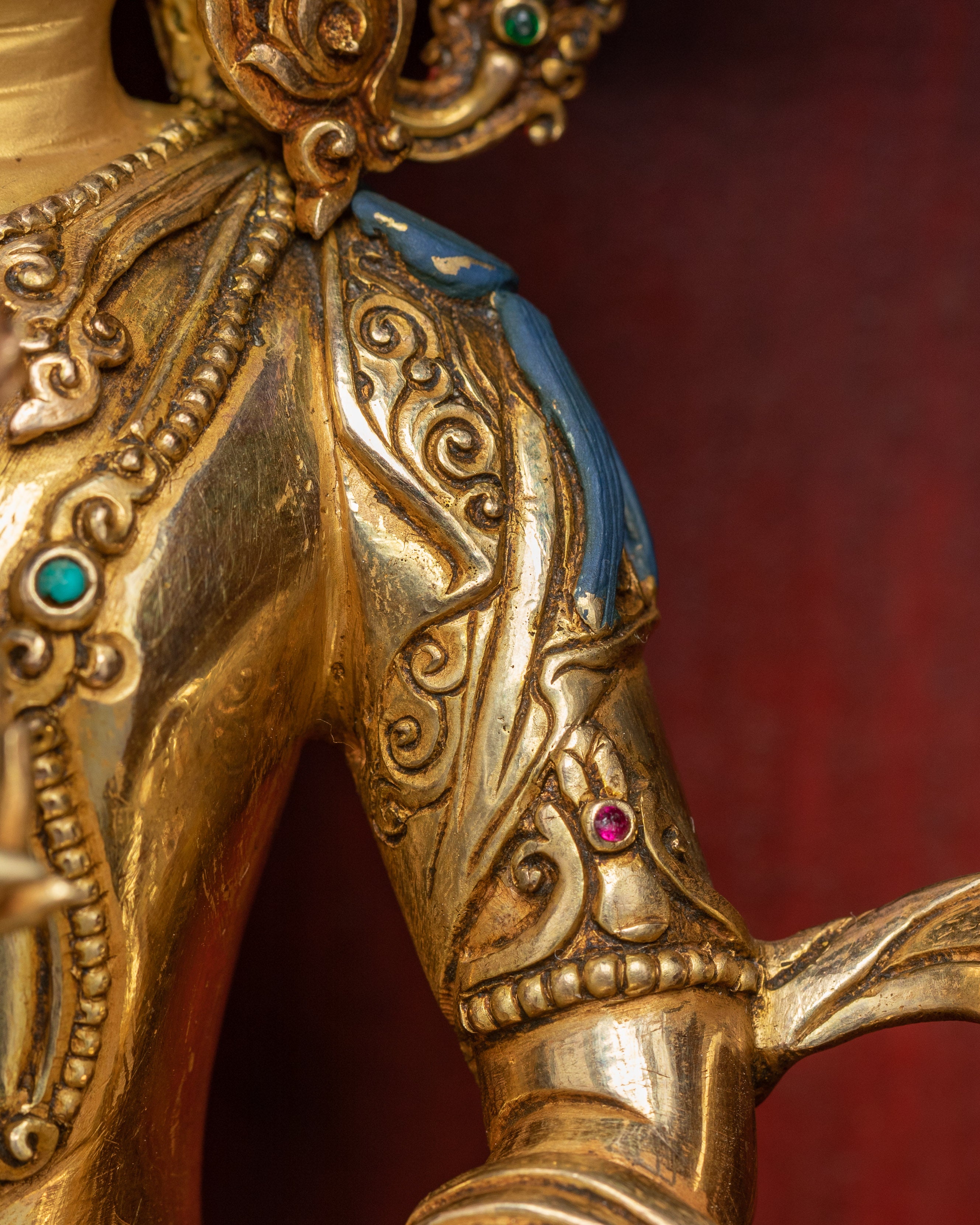 Spiritual Statue of Vajrasattva in Altar Box – 24K Gold Gilded Tibetan Purification Deity