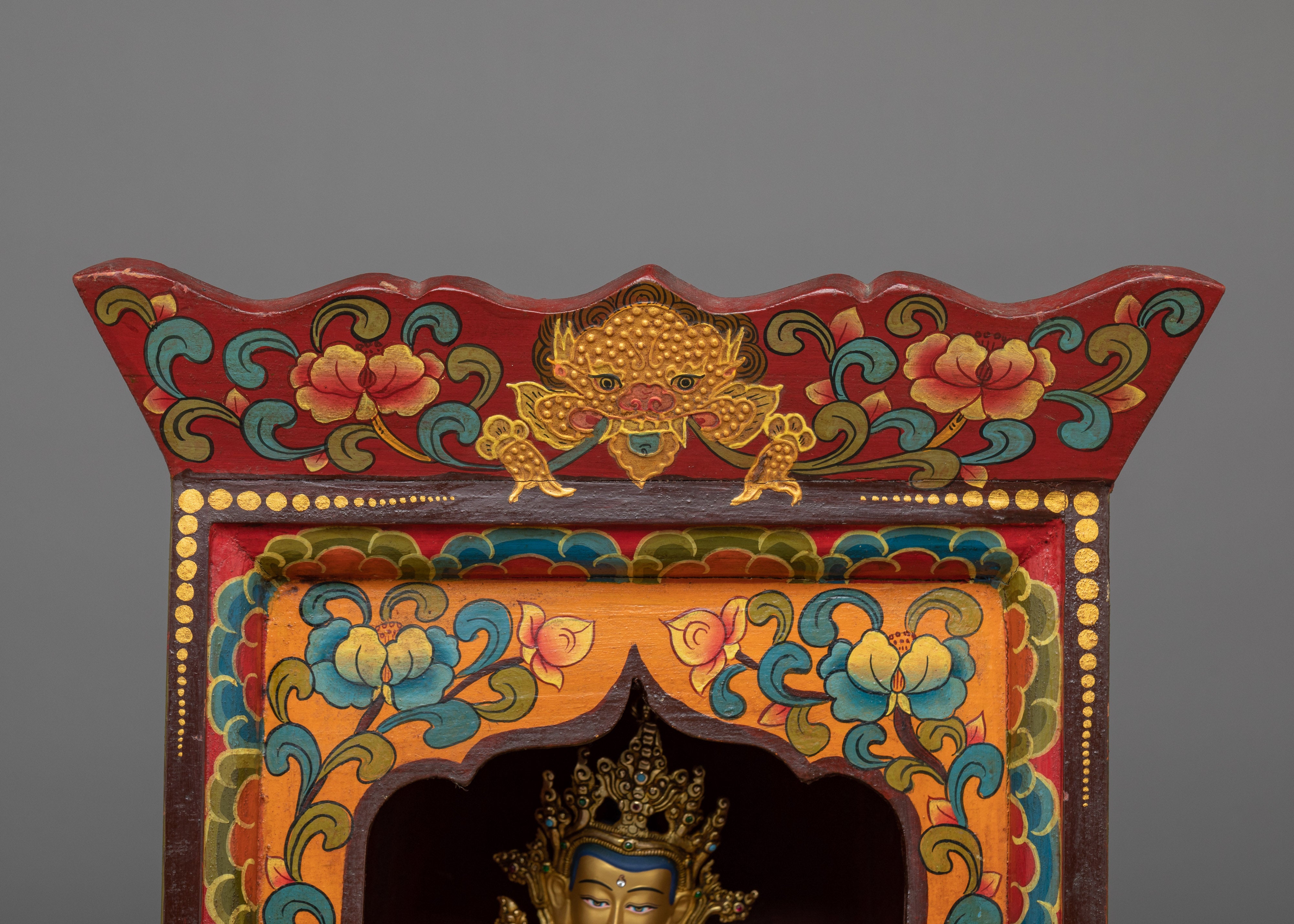 Spiritual Statue of Vajrasattva in Altar Box – 24K Gold Gilded Tibetan Purification Deity