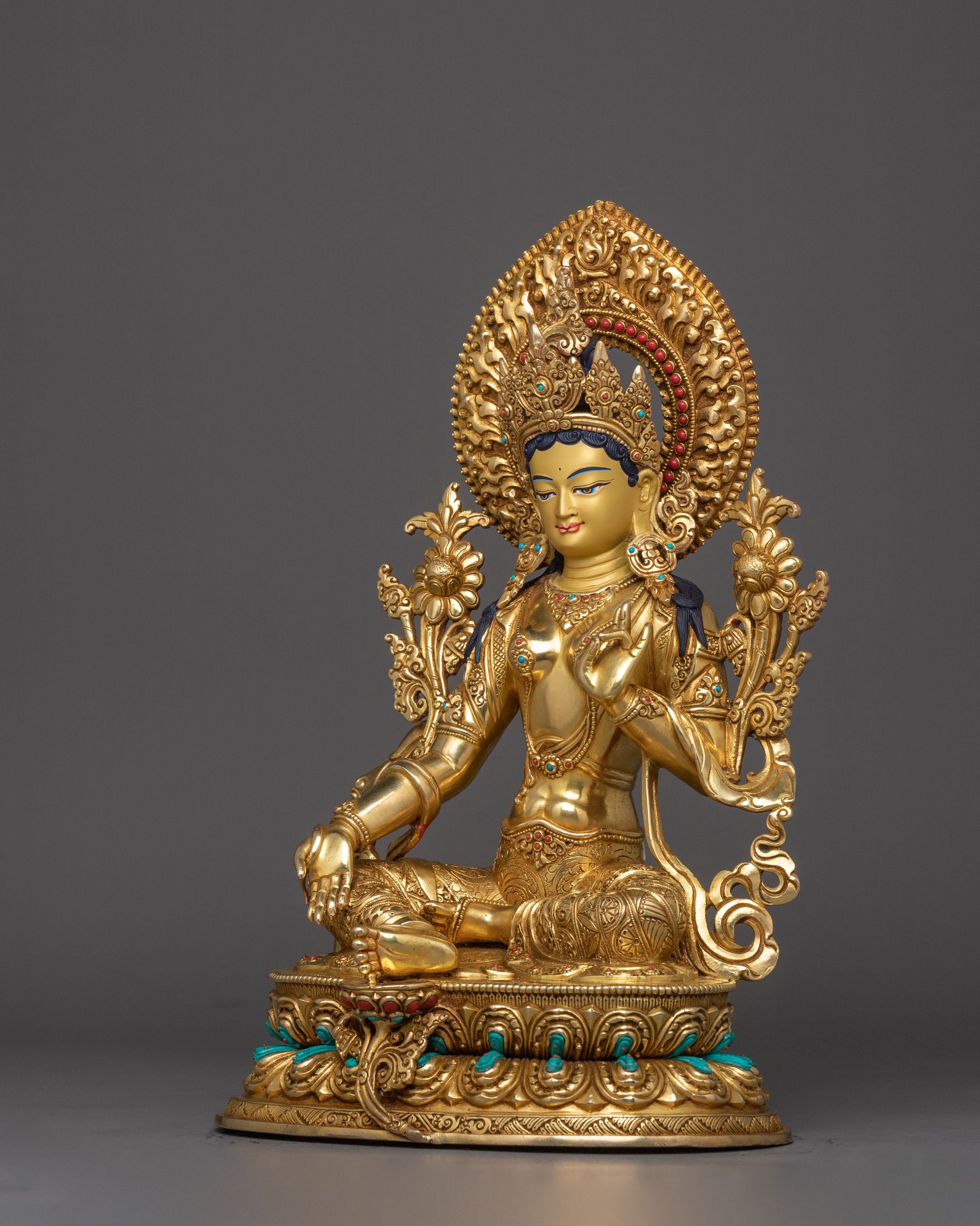 Tibetan Green Tara Idol | Traditional Artwork