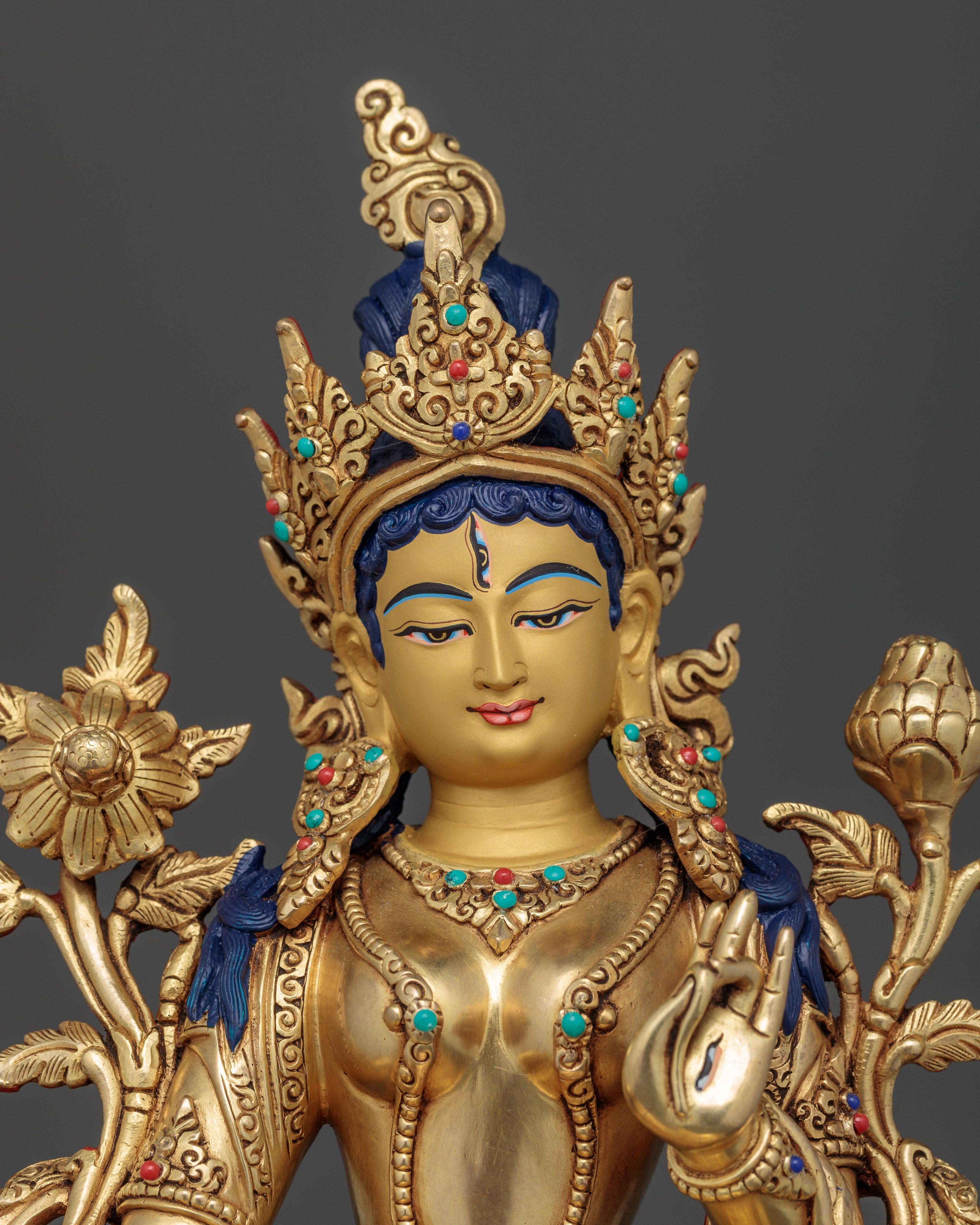 White Tara Beautiful Copper Statue - The Goddess of Compassion and Longevity