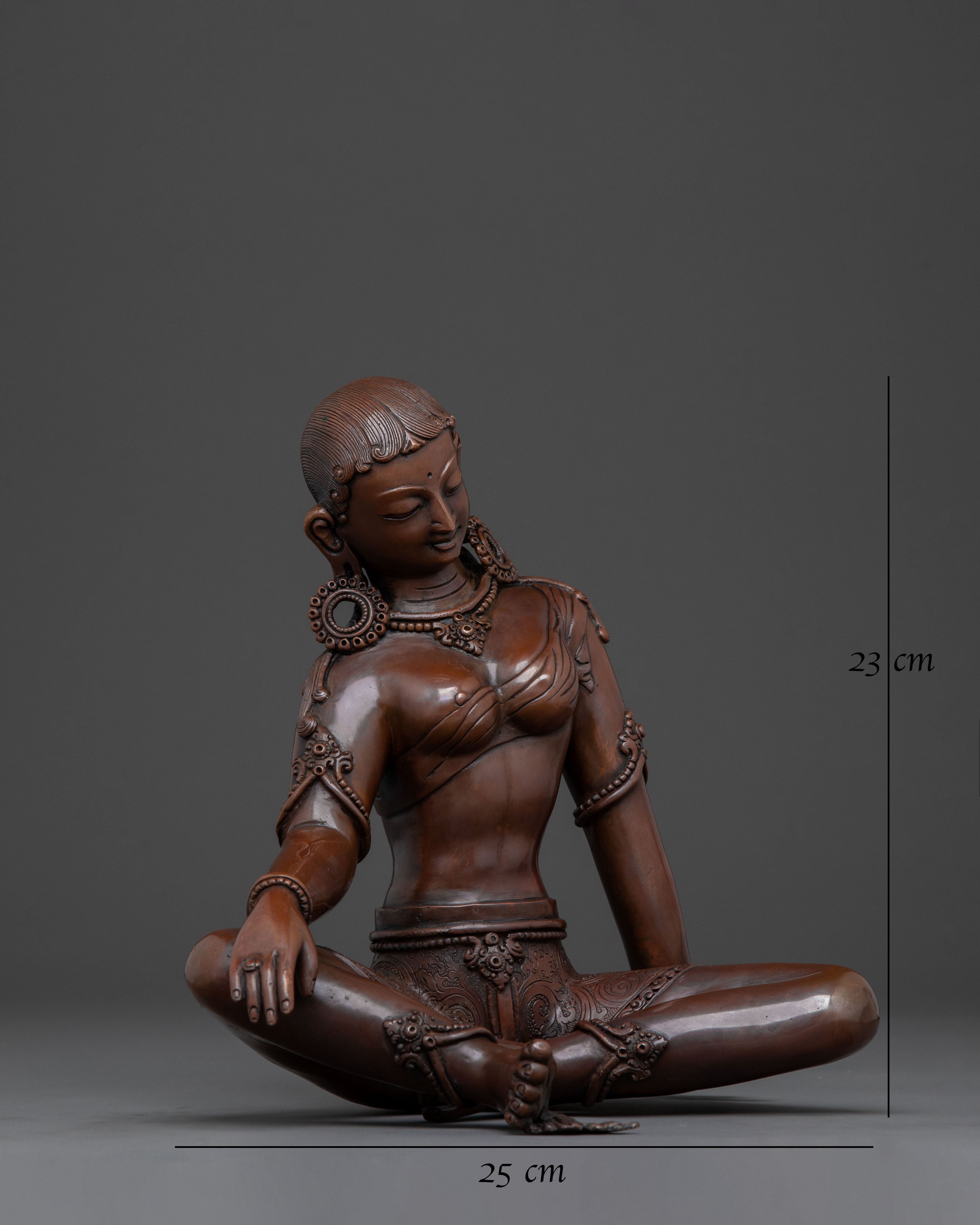 Devotional Hindu Parbati Sculpture – Oxidized Copper Art