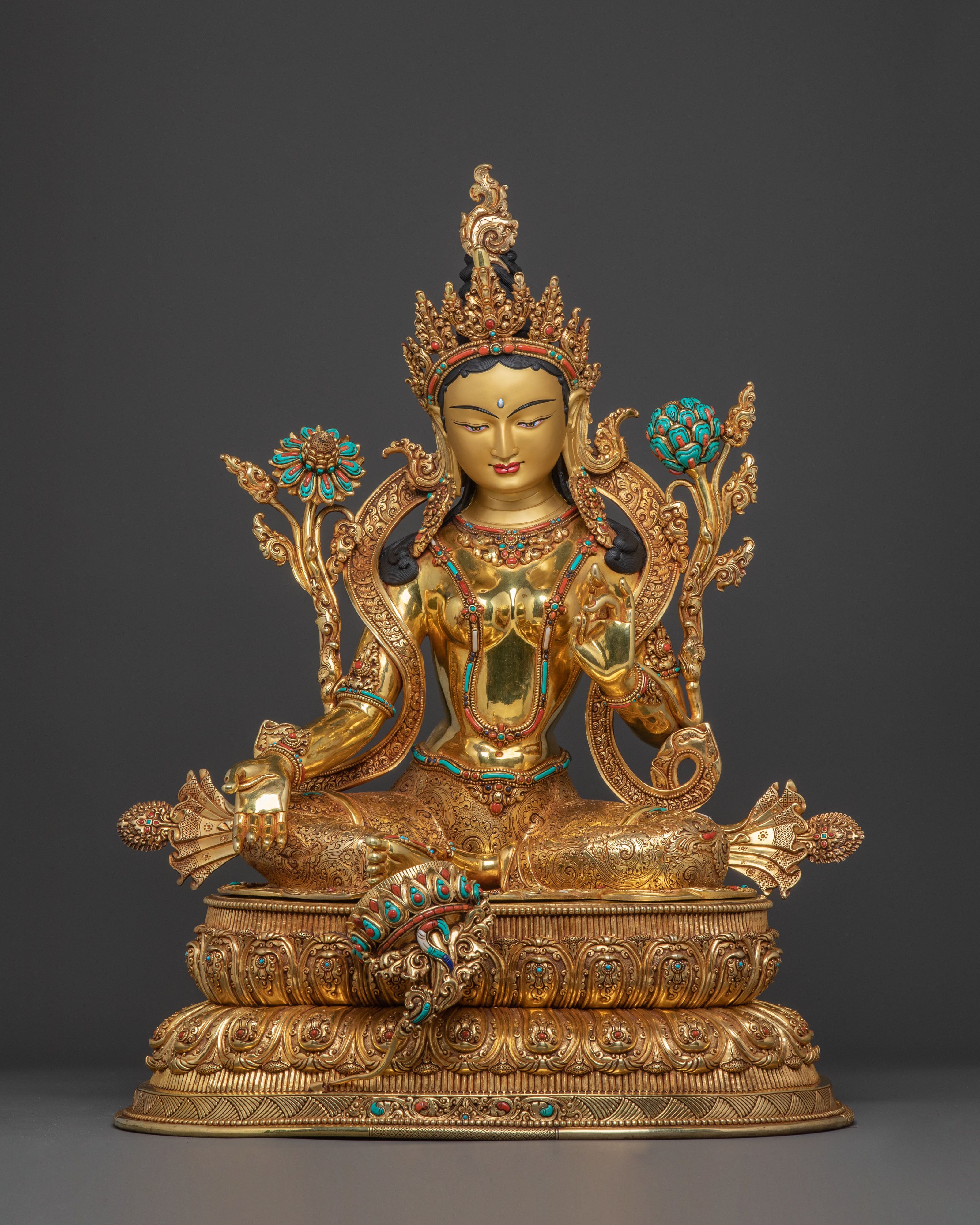 Radiant Mother Green Tara Statue | Himalayan Handcrafted Masterpiece