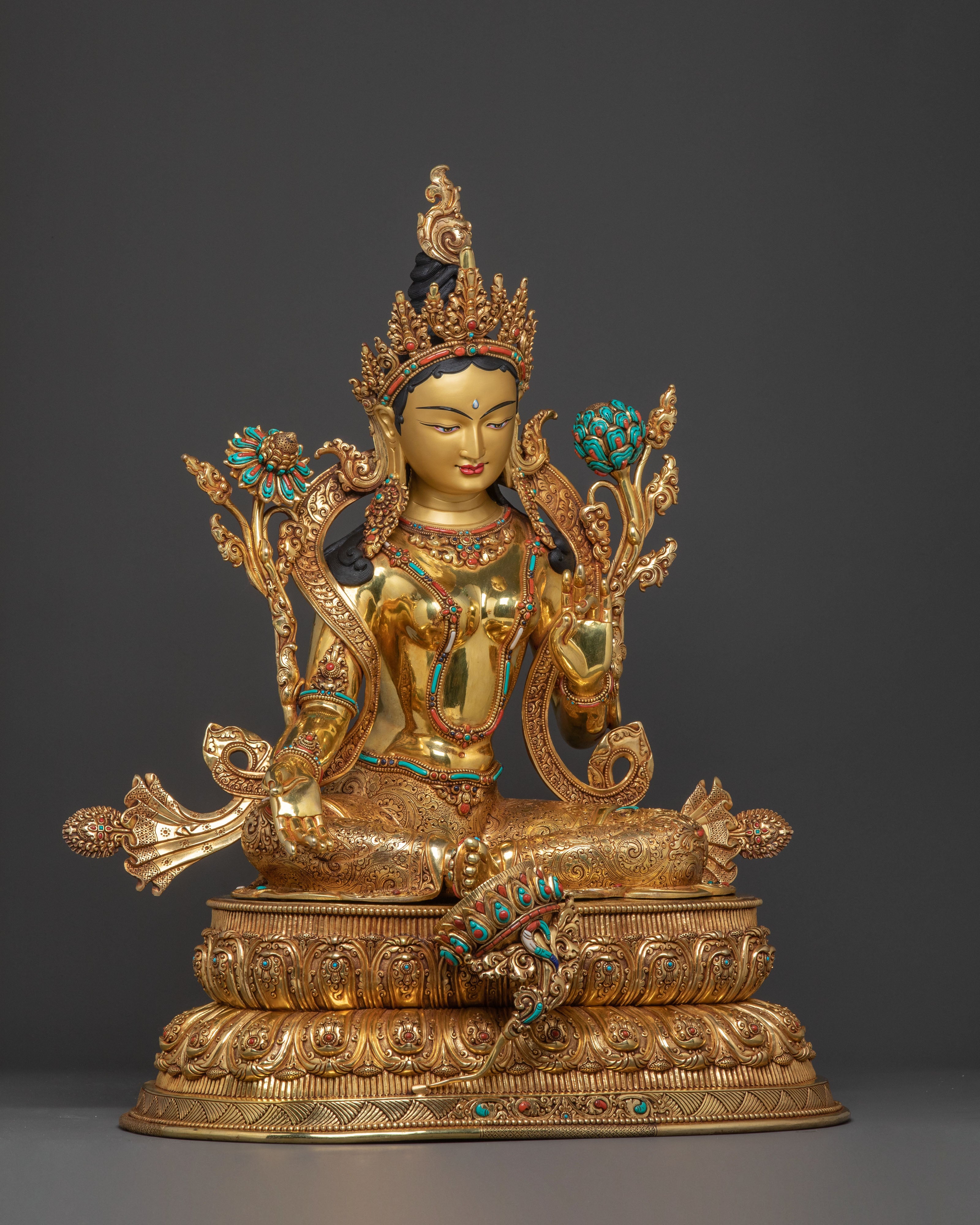 Radiant Mother Green Tara Statue | Himalayan Handcrafted Masterpiece