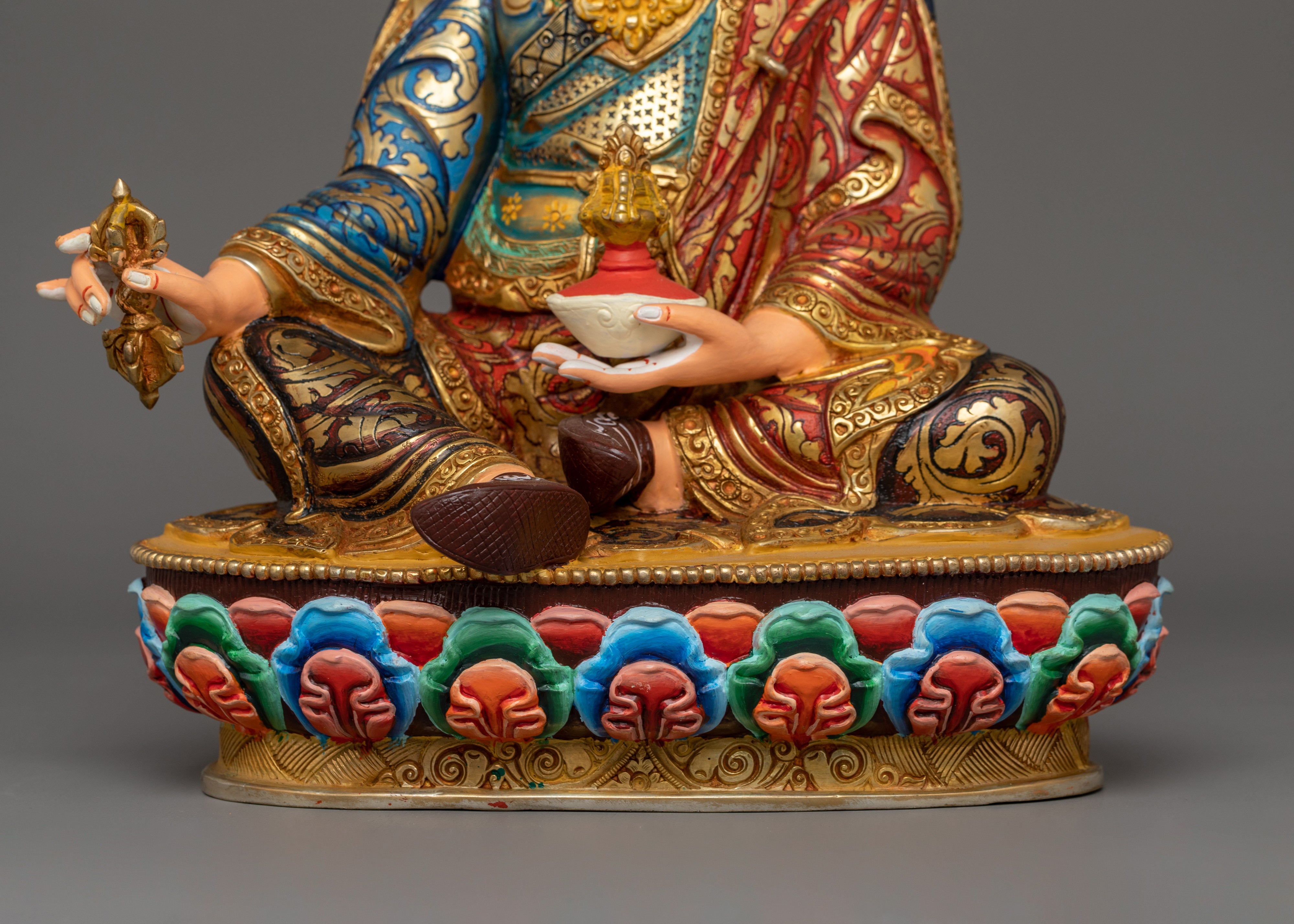 Handcrafted Statue of Guru Rinpoche | 24K Gold Gilded Sculpture
