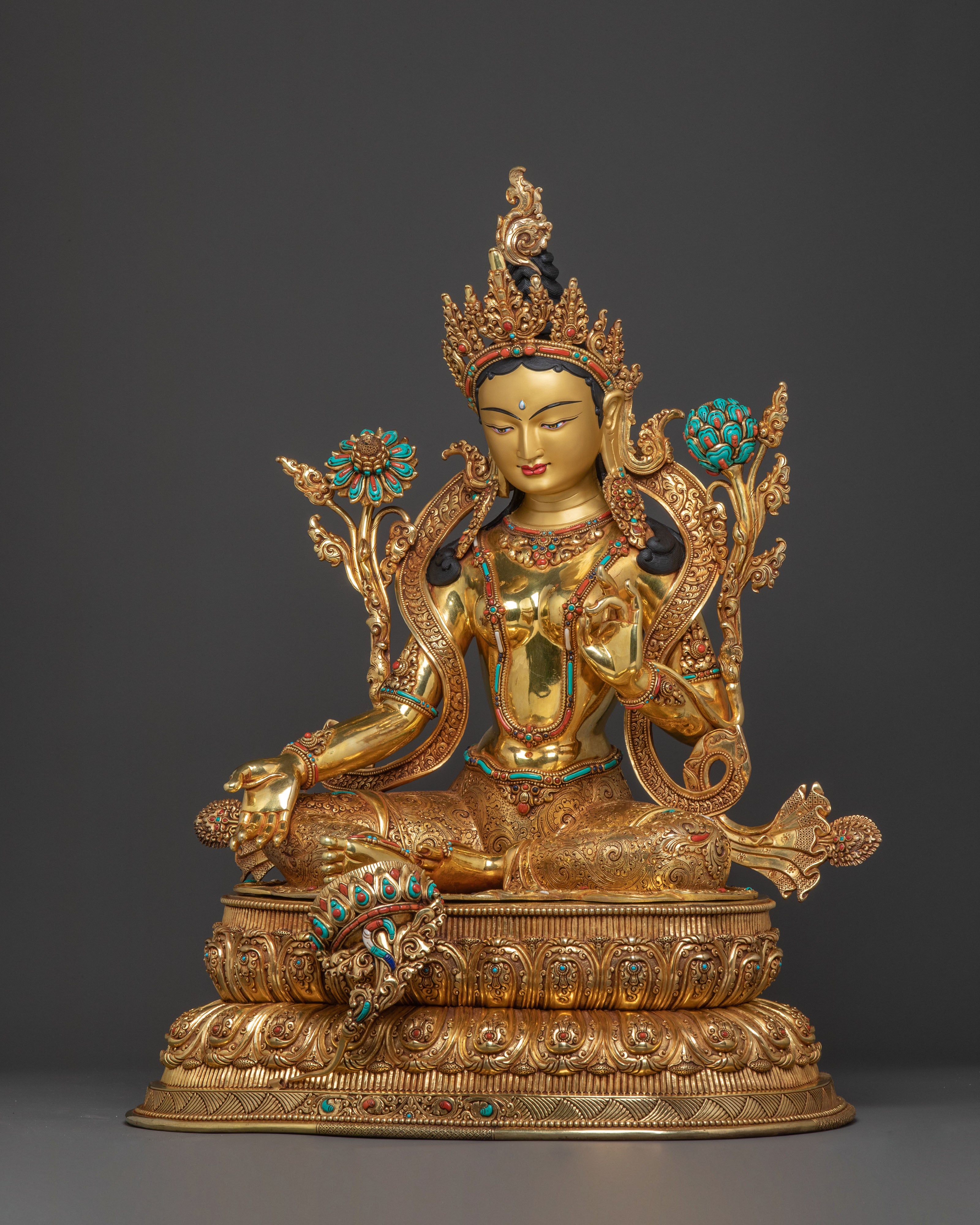 Radiant Mother Green Tara Statue | Himalayan Handcrafted Masterpiece