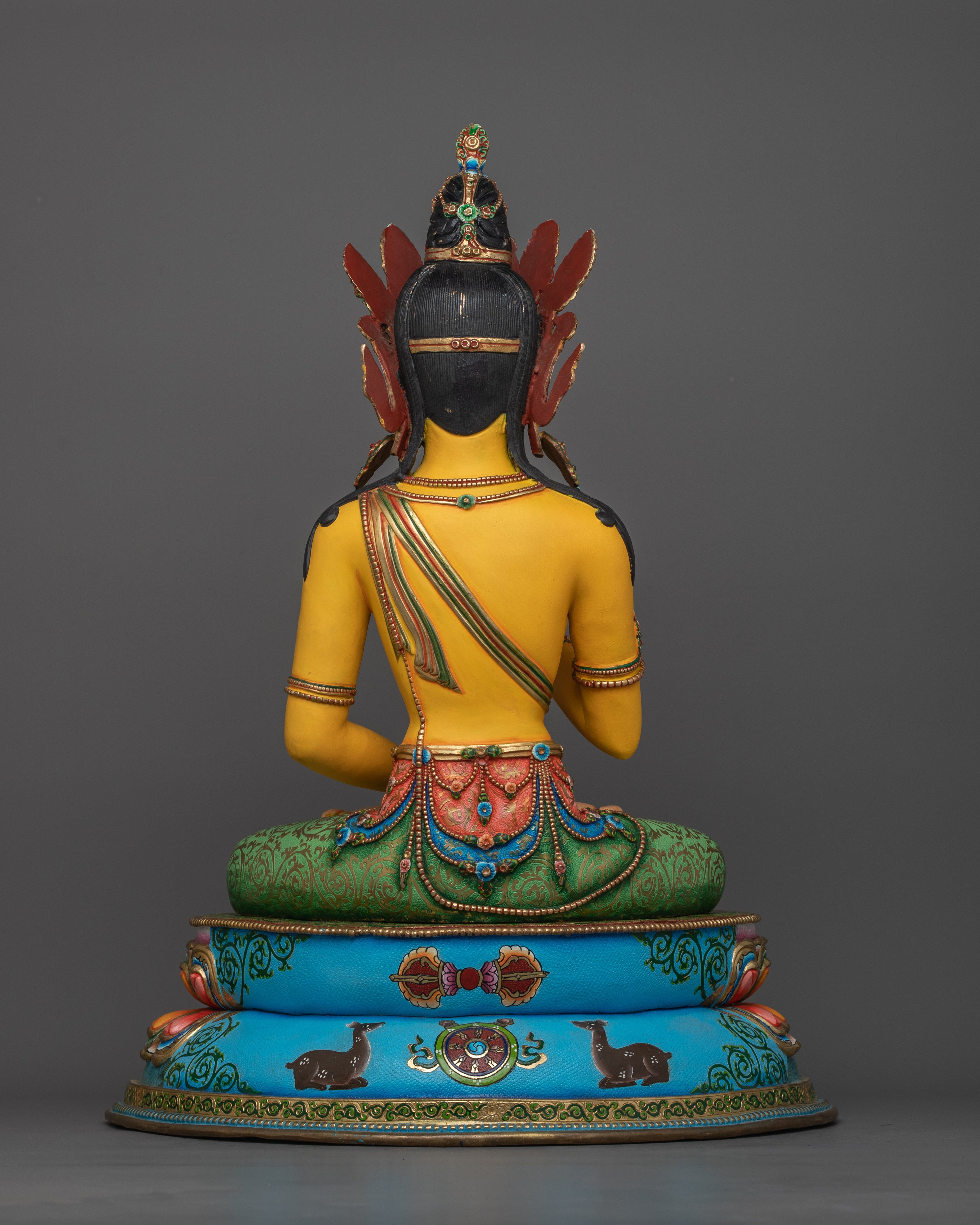 Amoghasiddhi Buddha Statue | 24K Gold Painted on Face | Sacred Copper Sculpture