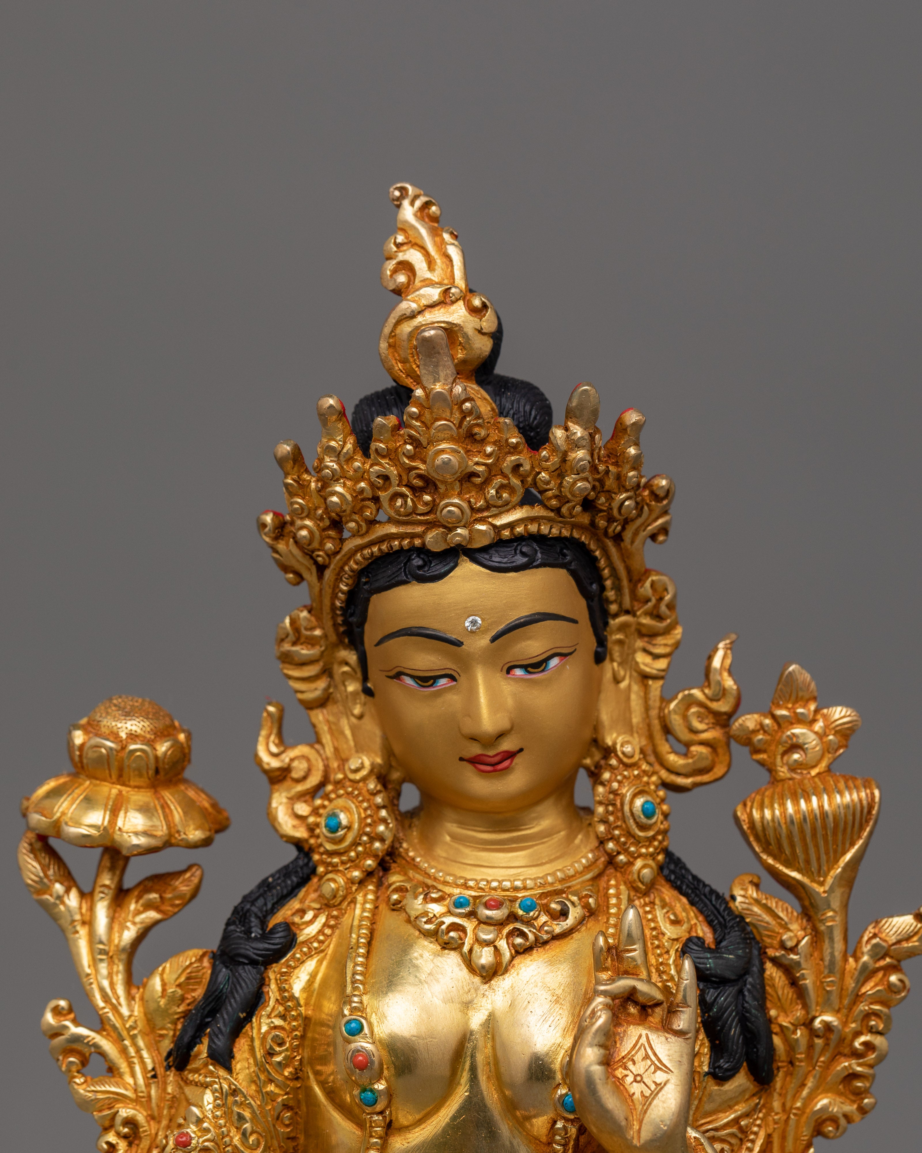 Beautiful Female Deity Green Tara | The Compassionate Mother