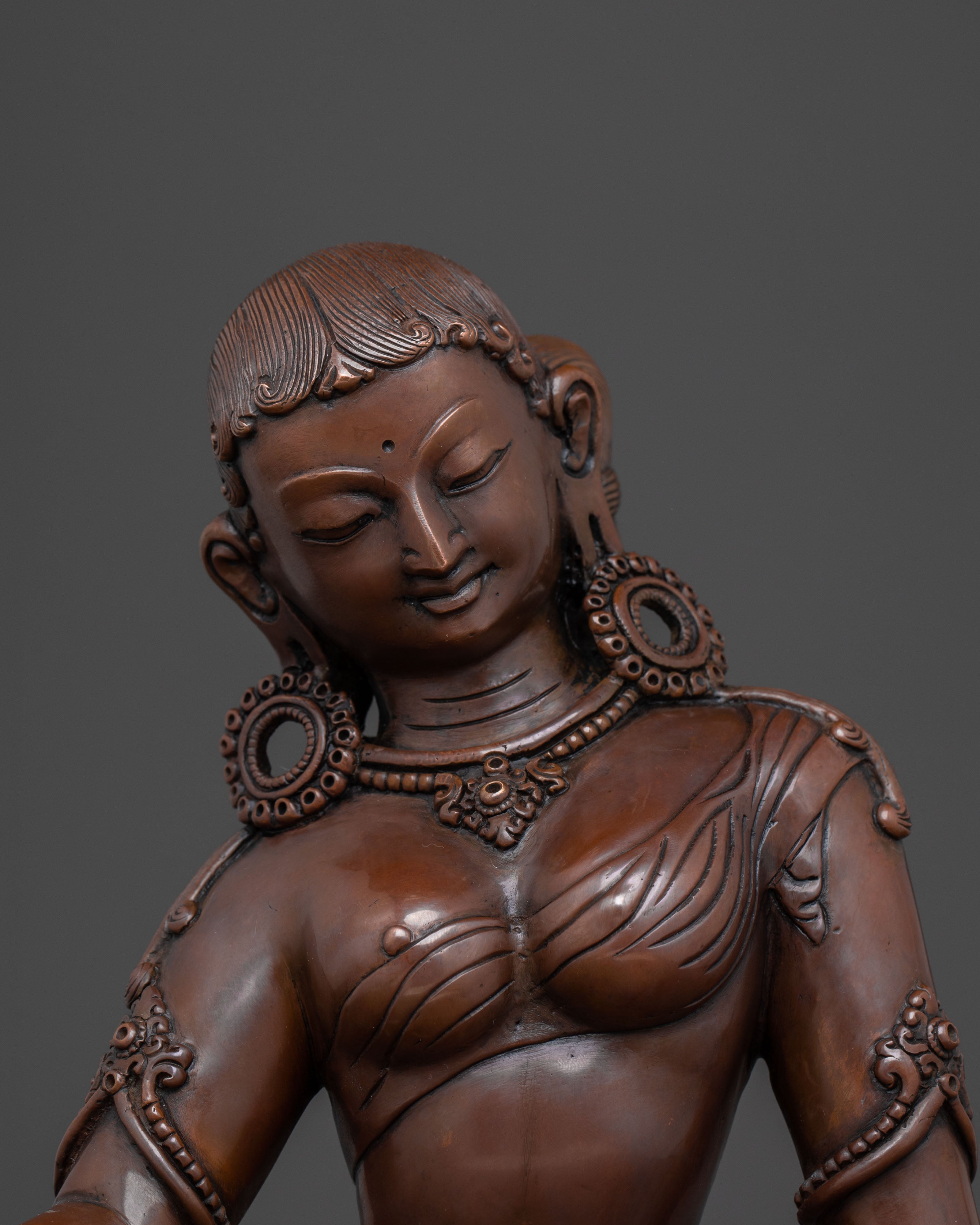 Devotional Hindu Parbati Sculpture – Oxidized Copper Art