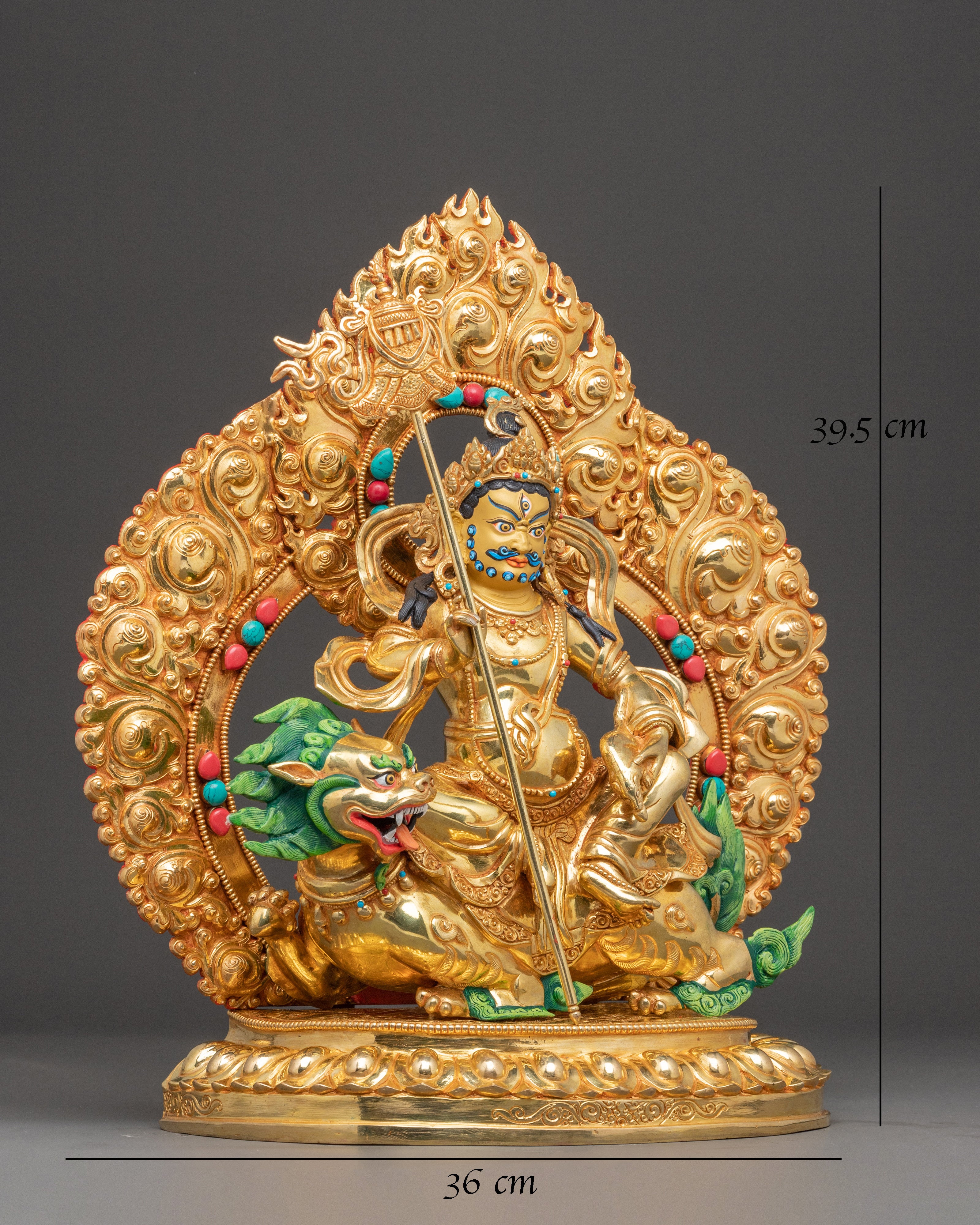 Handmade Namtoshe Art in 24K Gold Gilding | Guardian Deity for Dharma Protection