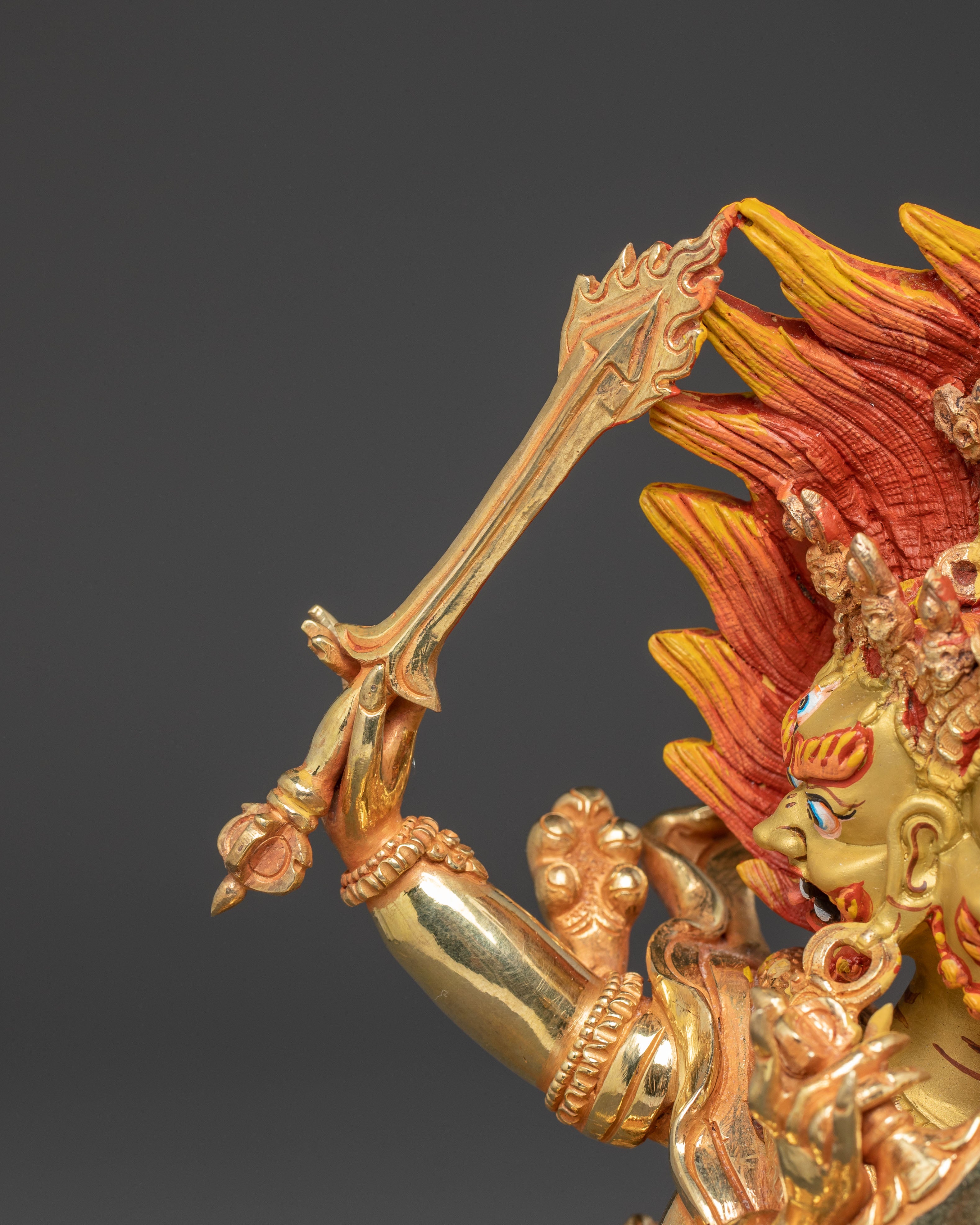 Wrathful Deity Four Armed Mahakala Statue | Powerful Protector