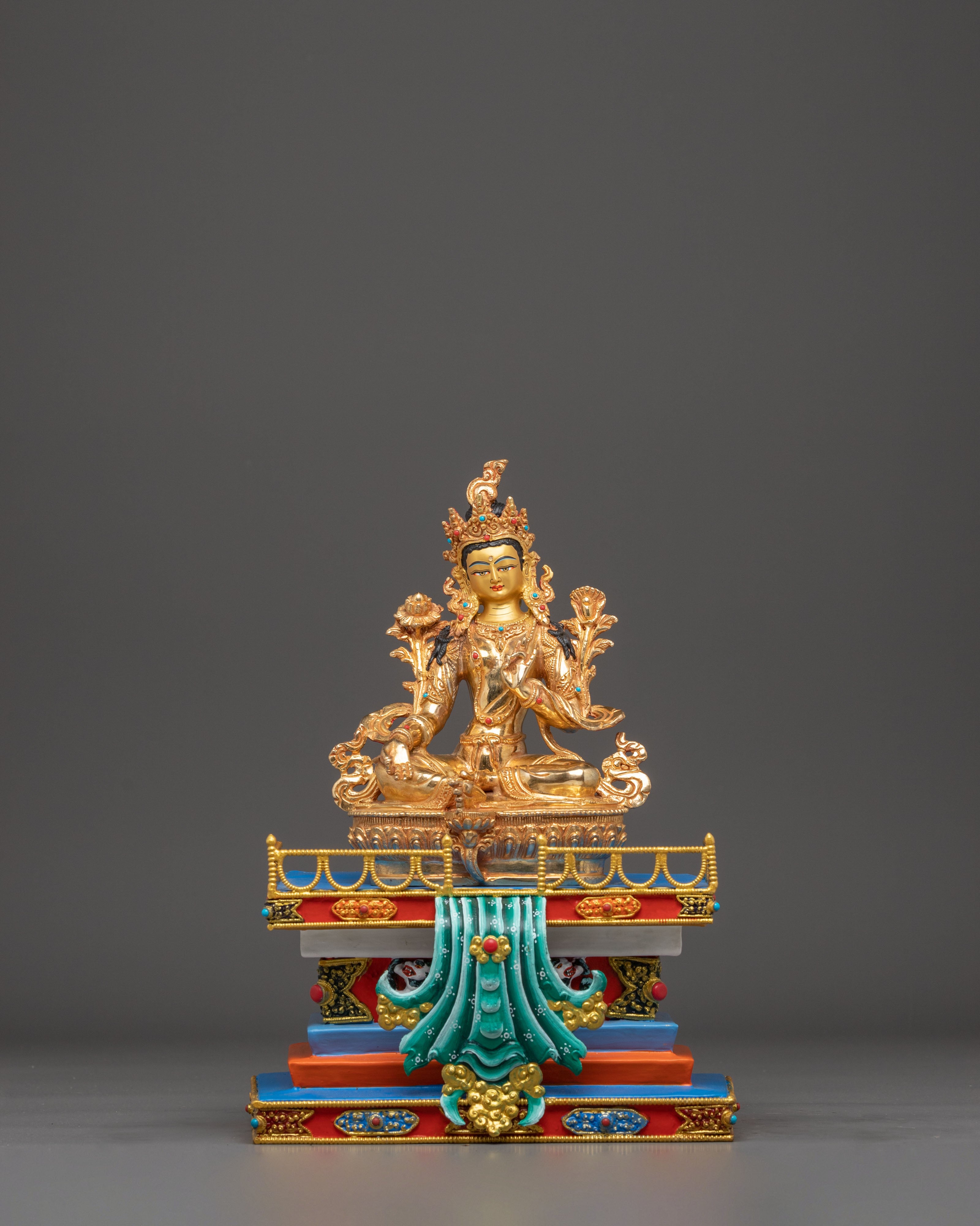 Golden 21 Tara Statues Set | Multiples of Tara for Ritual and Altar