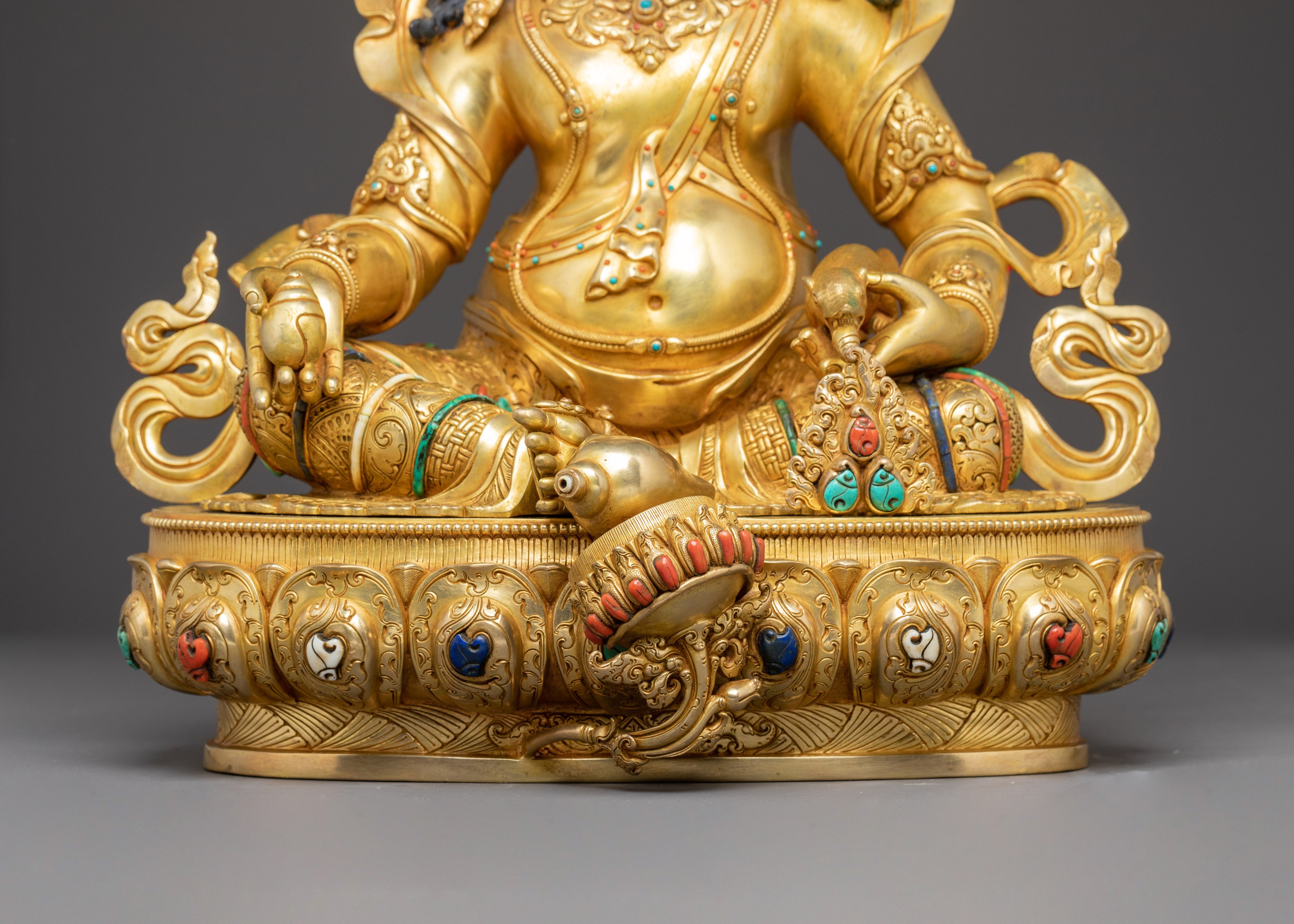 Handmade Statue of Abundance Icon Lord Dzambhala | Tibetan Wealth Deity