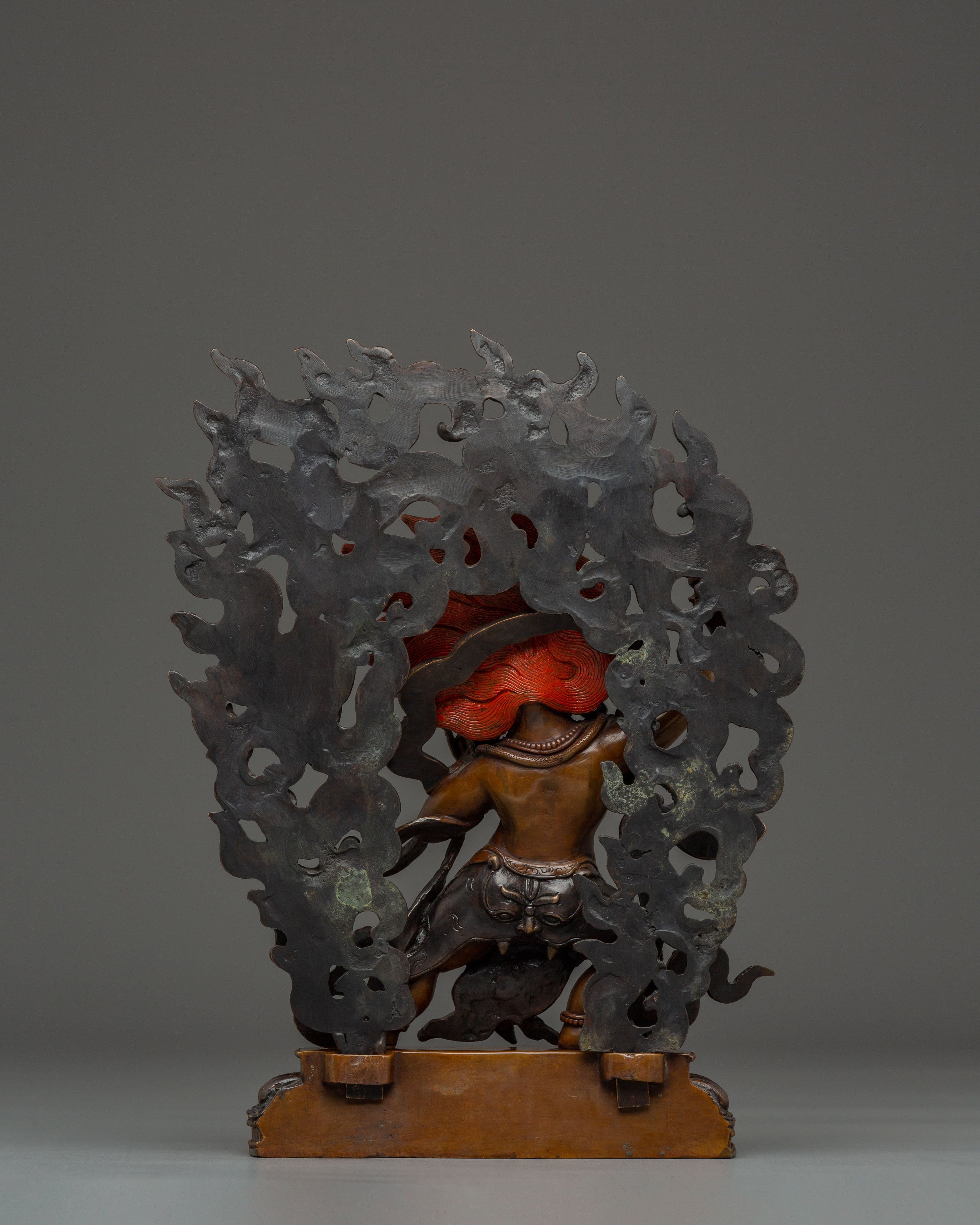 Vajrapani Copper Figurine: Protector Deity Statue | Meditation Altar Decor