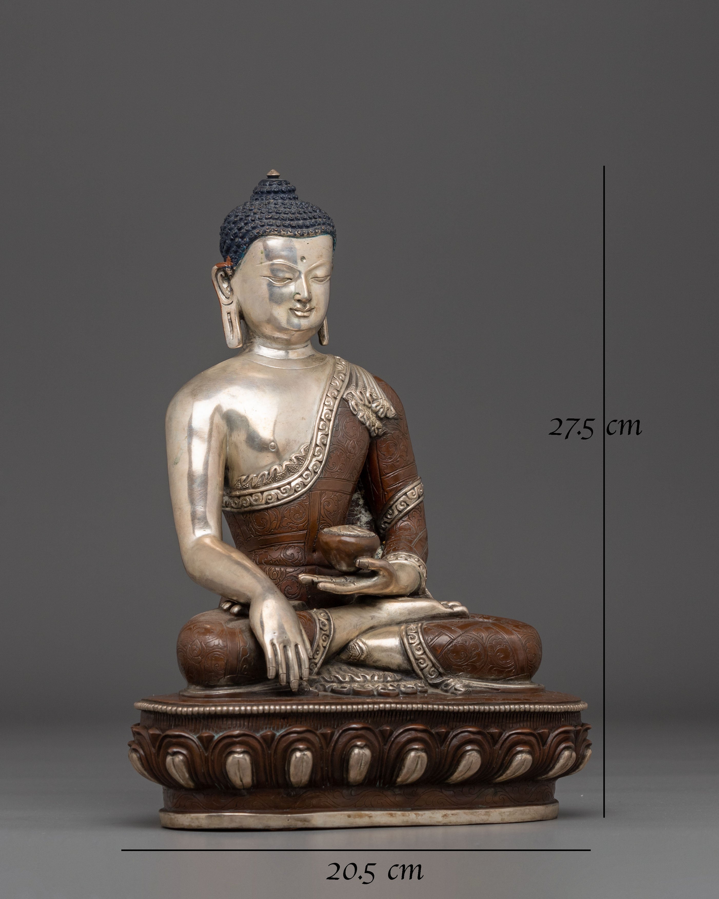 Silver-Electroplated Statue of Shakyamuni Buddha | Historical Buddha