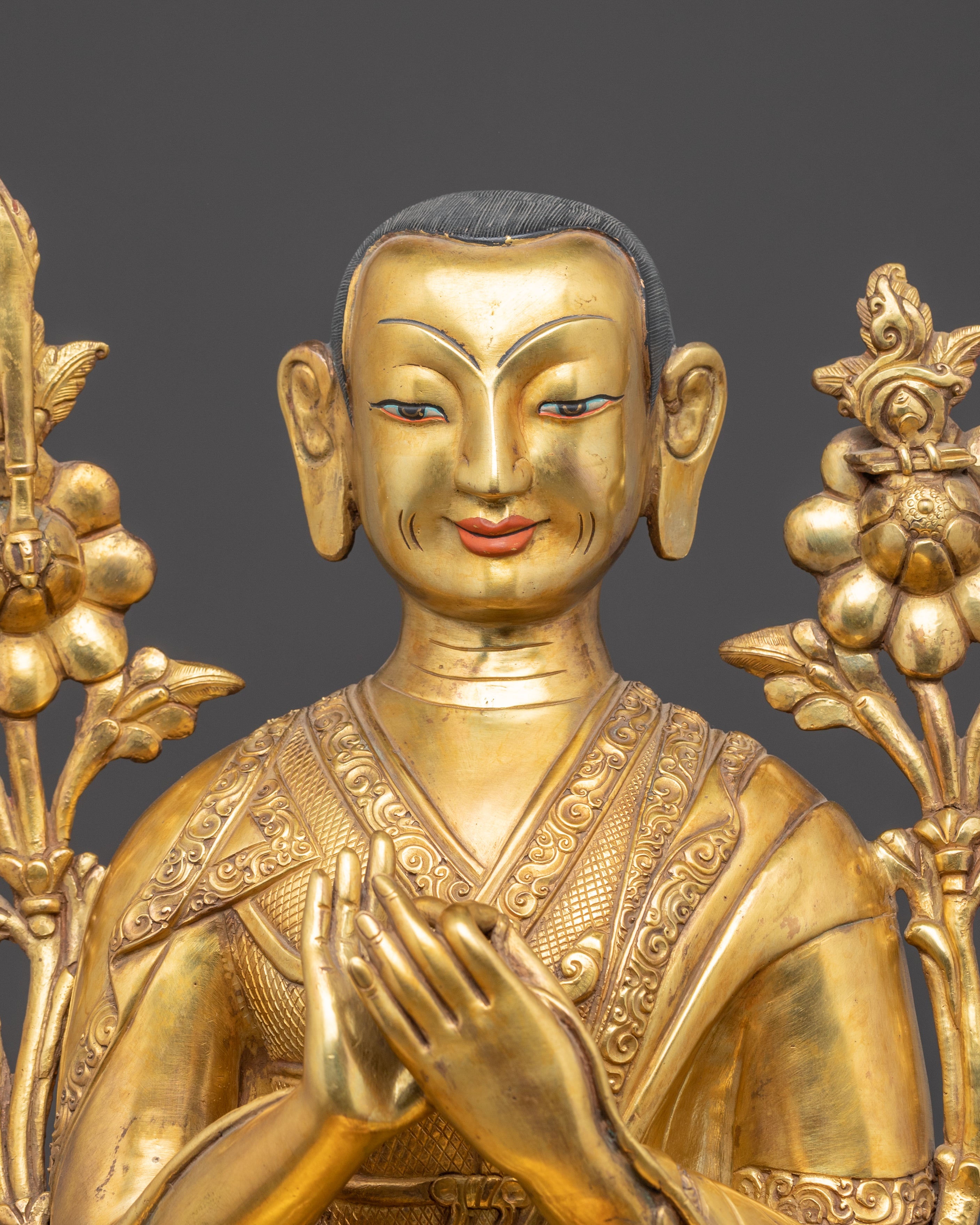 Traditional Statue of Tshongkhapa and His Disciples | Tibetan Master and Followers