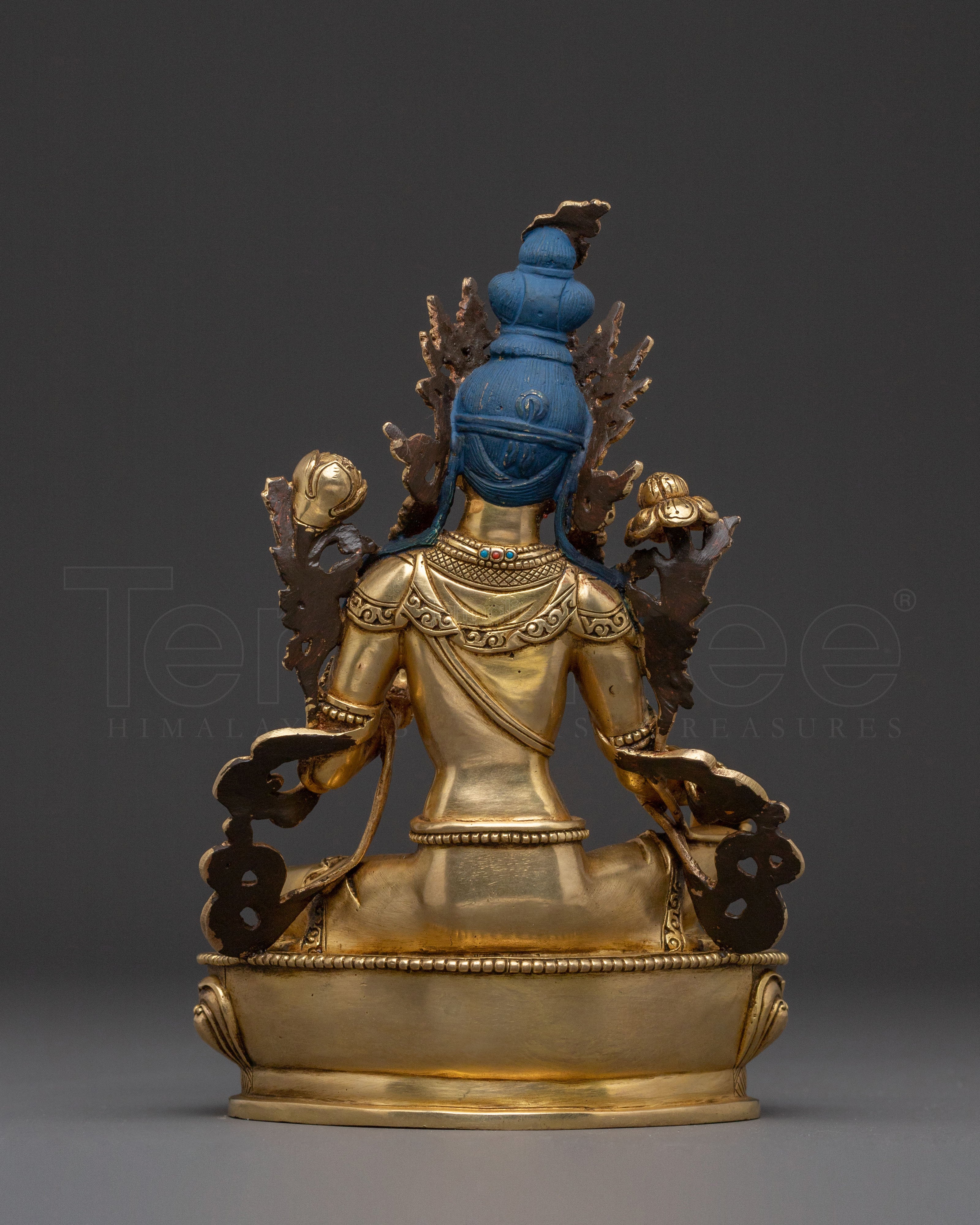 Serene Green Tara Sacred Statue – Gilded Copper Artwork