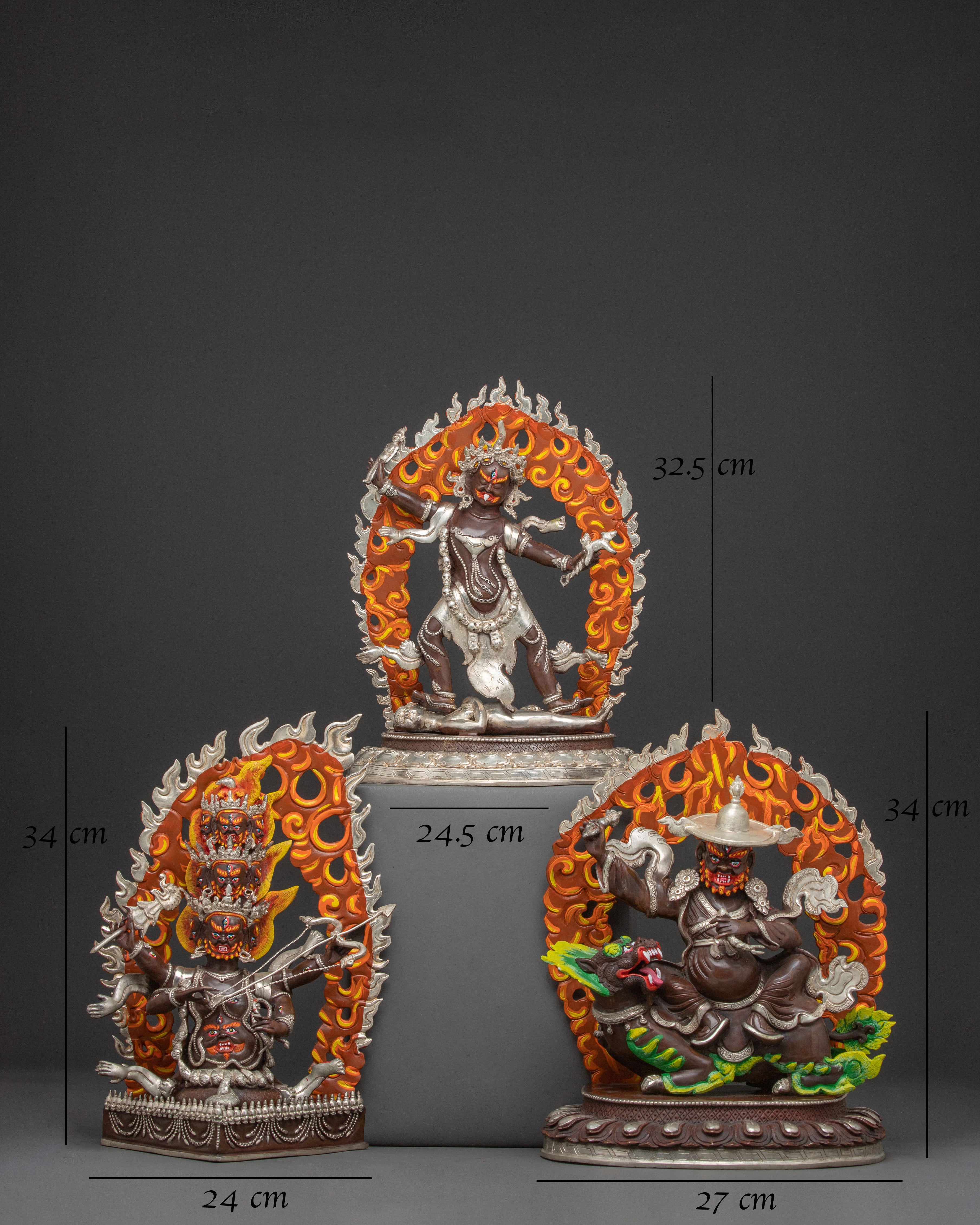 Three Nyingma Protectors Statue Set | Devotional Art