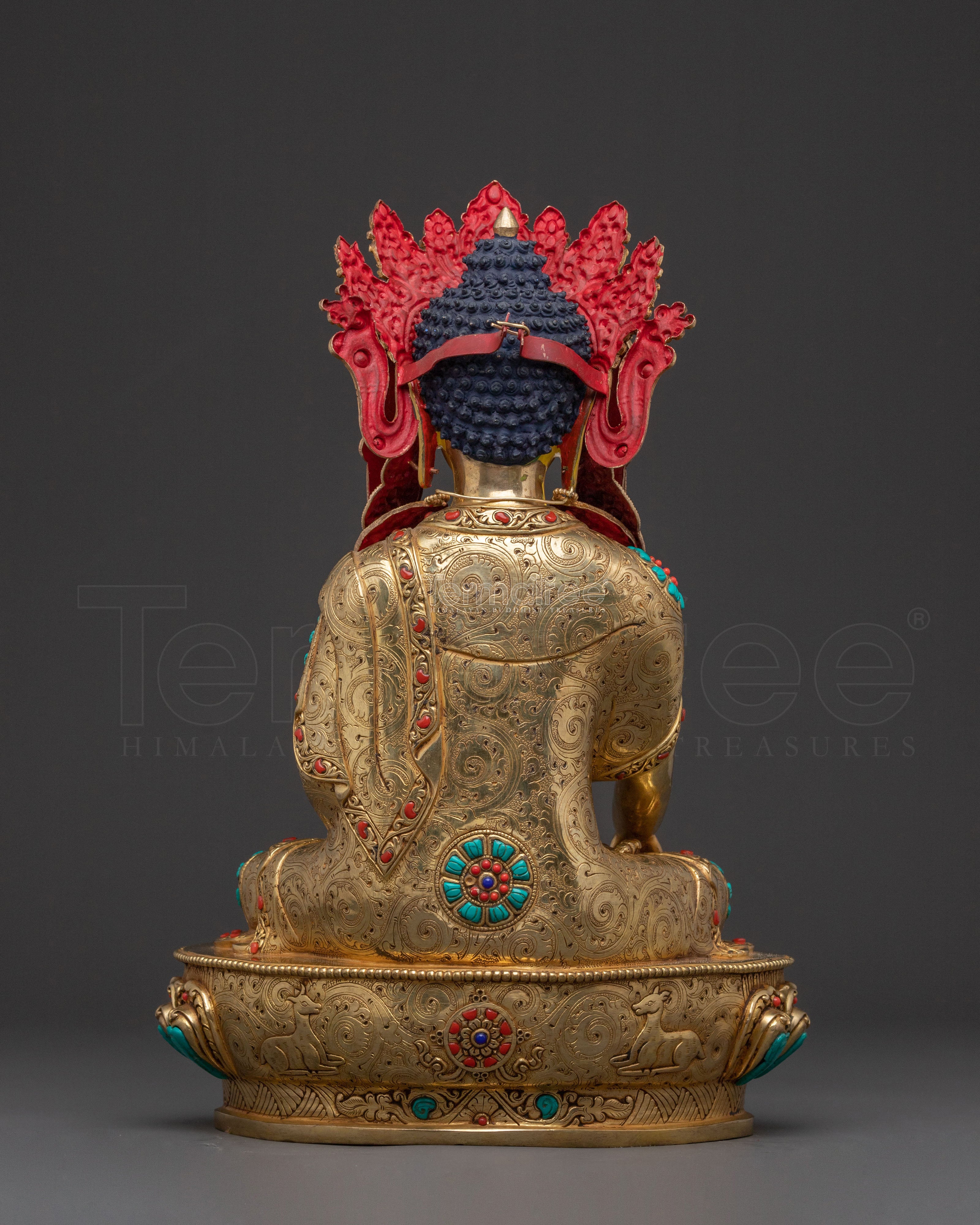 Shakyamuni Buddha Golden Statue with Crown – Himalayan Craft