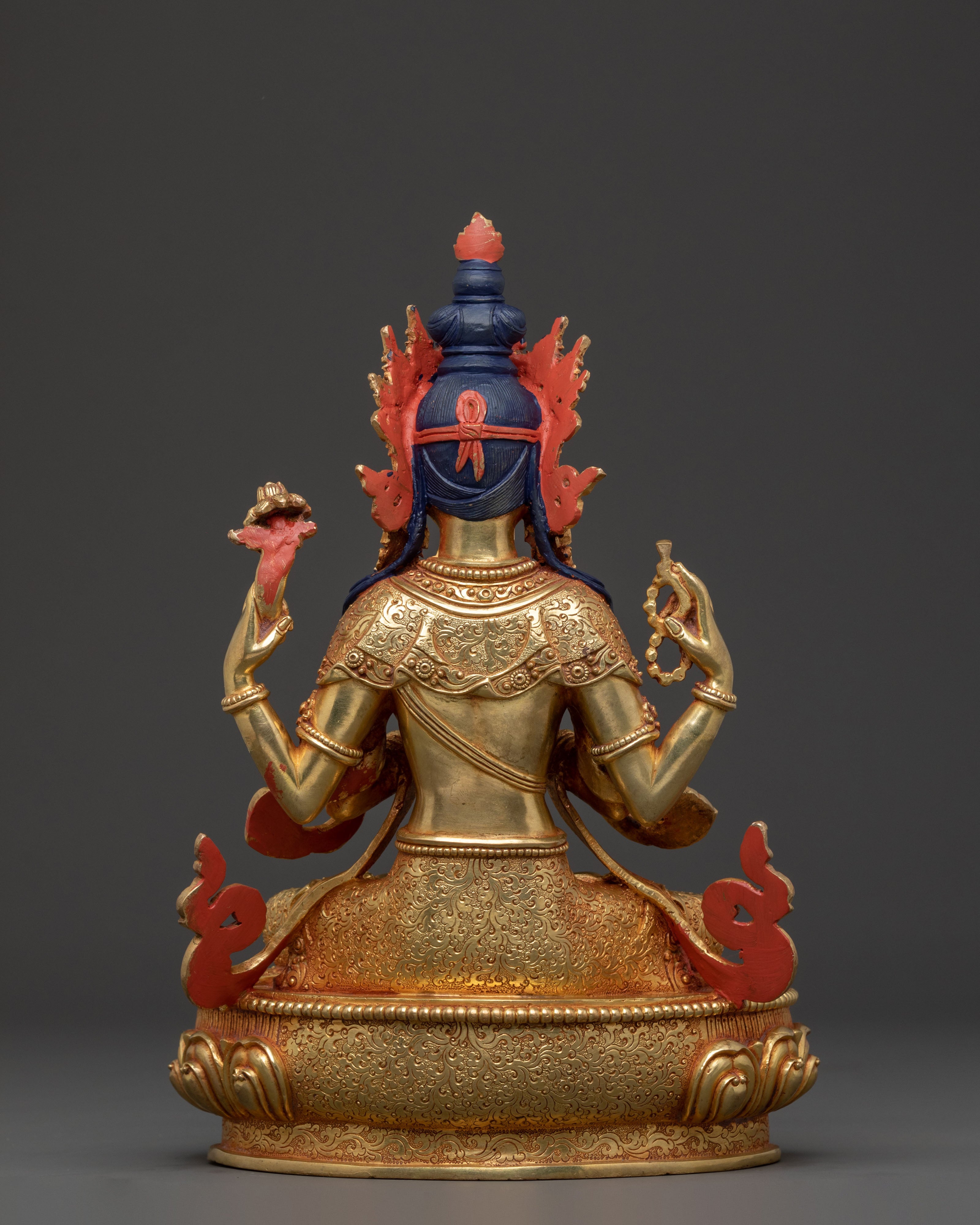 Boundless Compassion Chenrezig Statue | Hand-Gilded Copper