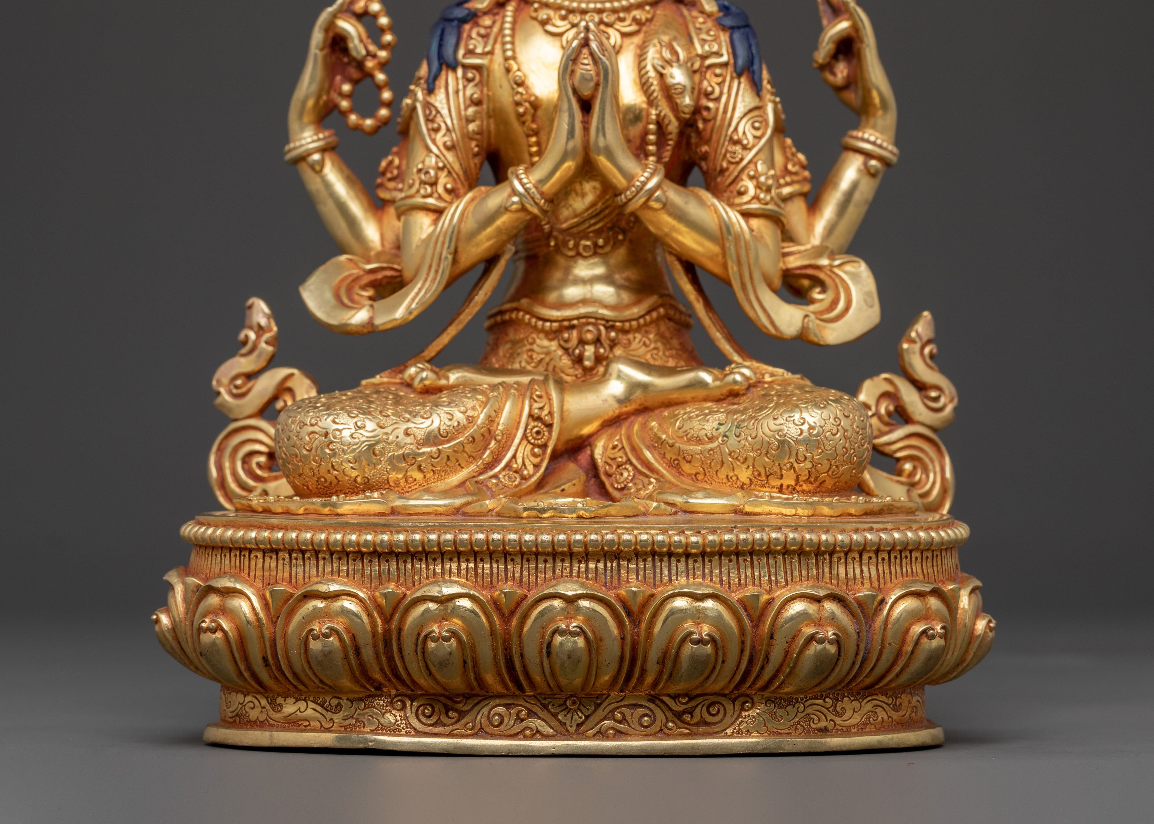 Boundless Compassion Chenrezig Statue | Hand-Gilded Copper