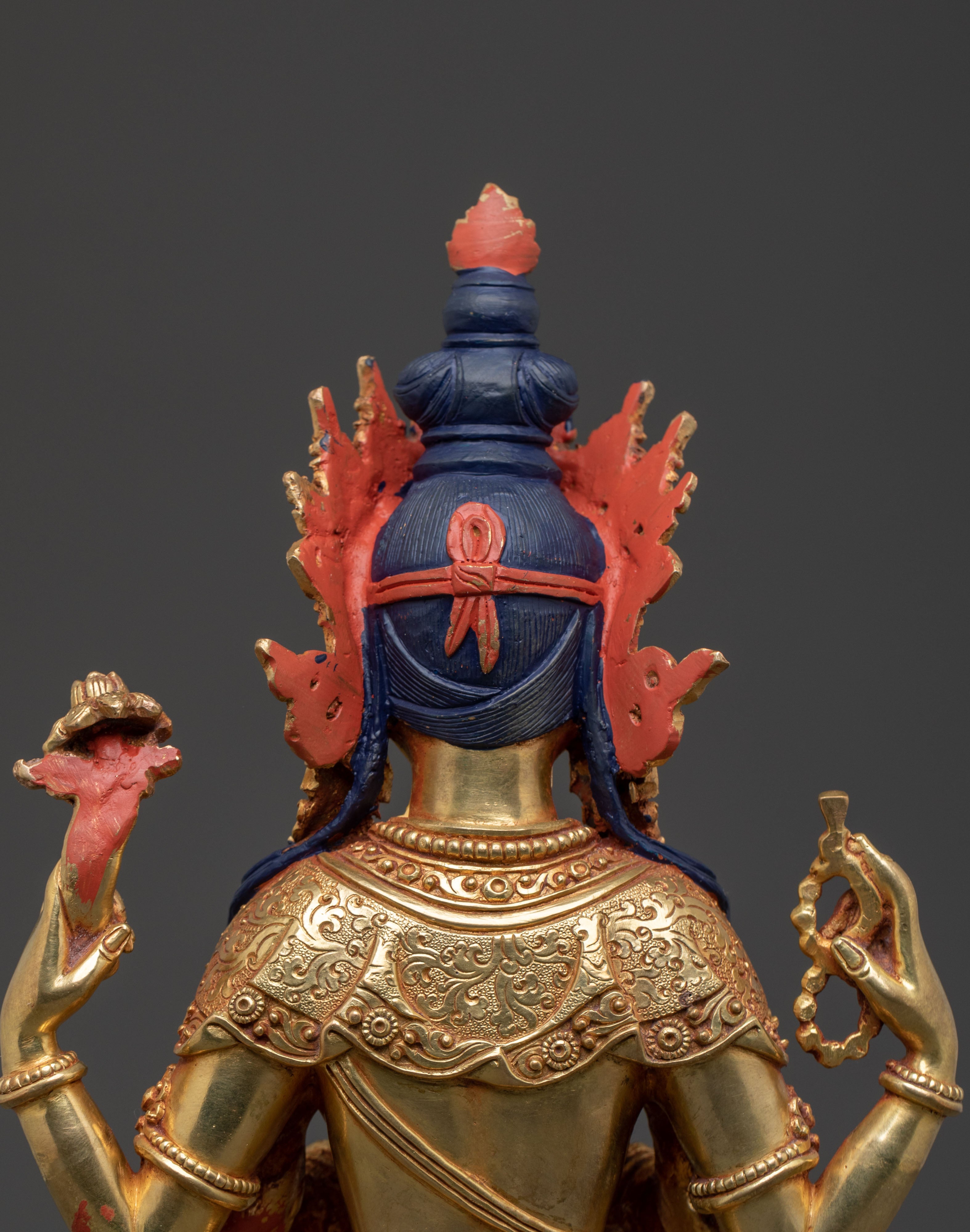 Boundless Compassion Chenrezig Statue | Hand-Gilded Copper