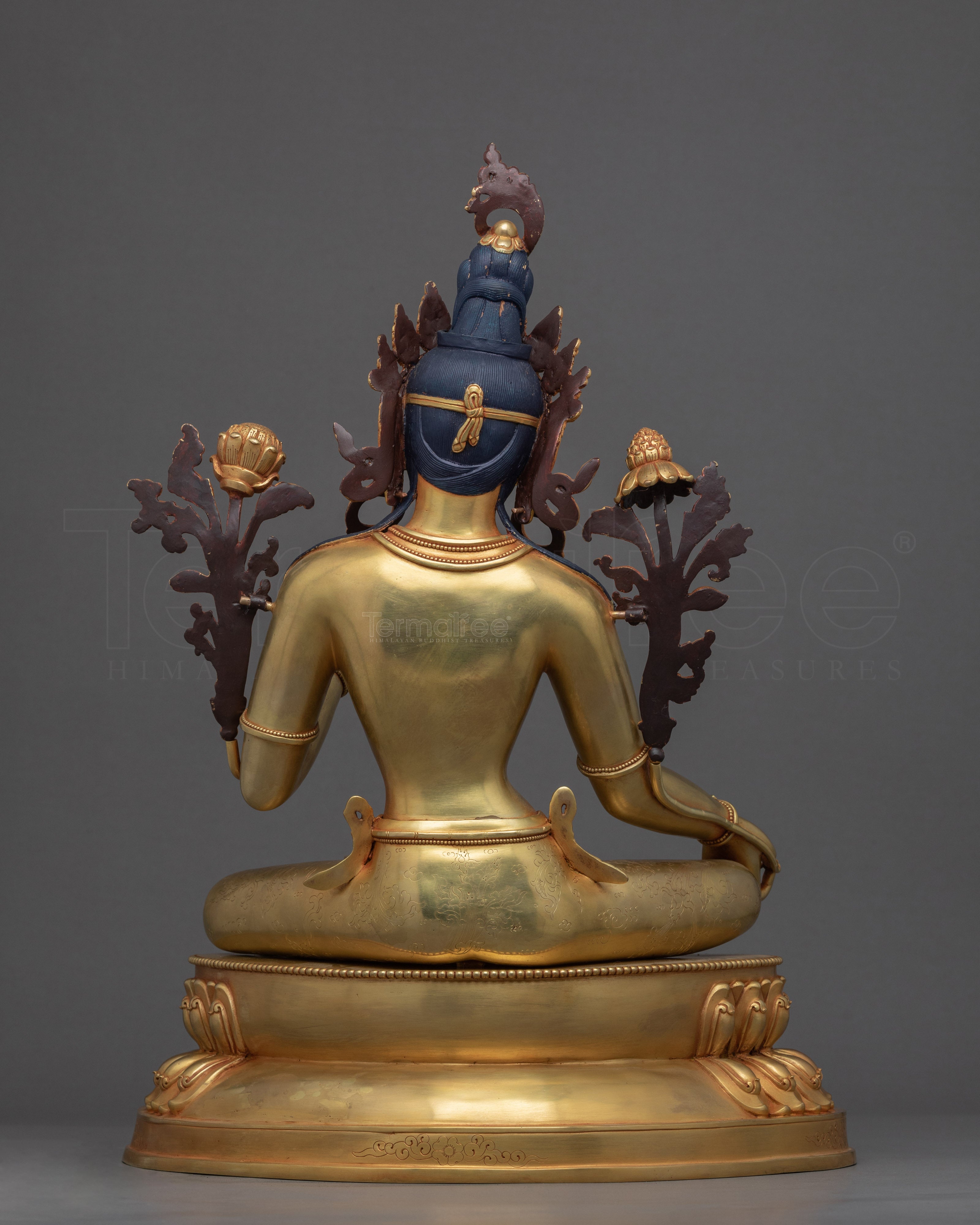 Green Tara Mother Of All Buddhas Sculpture | Gold Gilded Mother Tara Figurine For Mantra Practice - Termatree