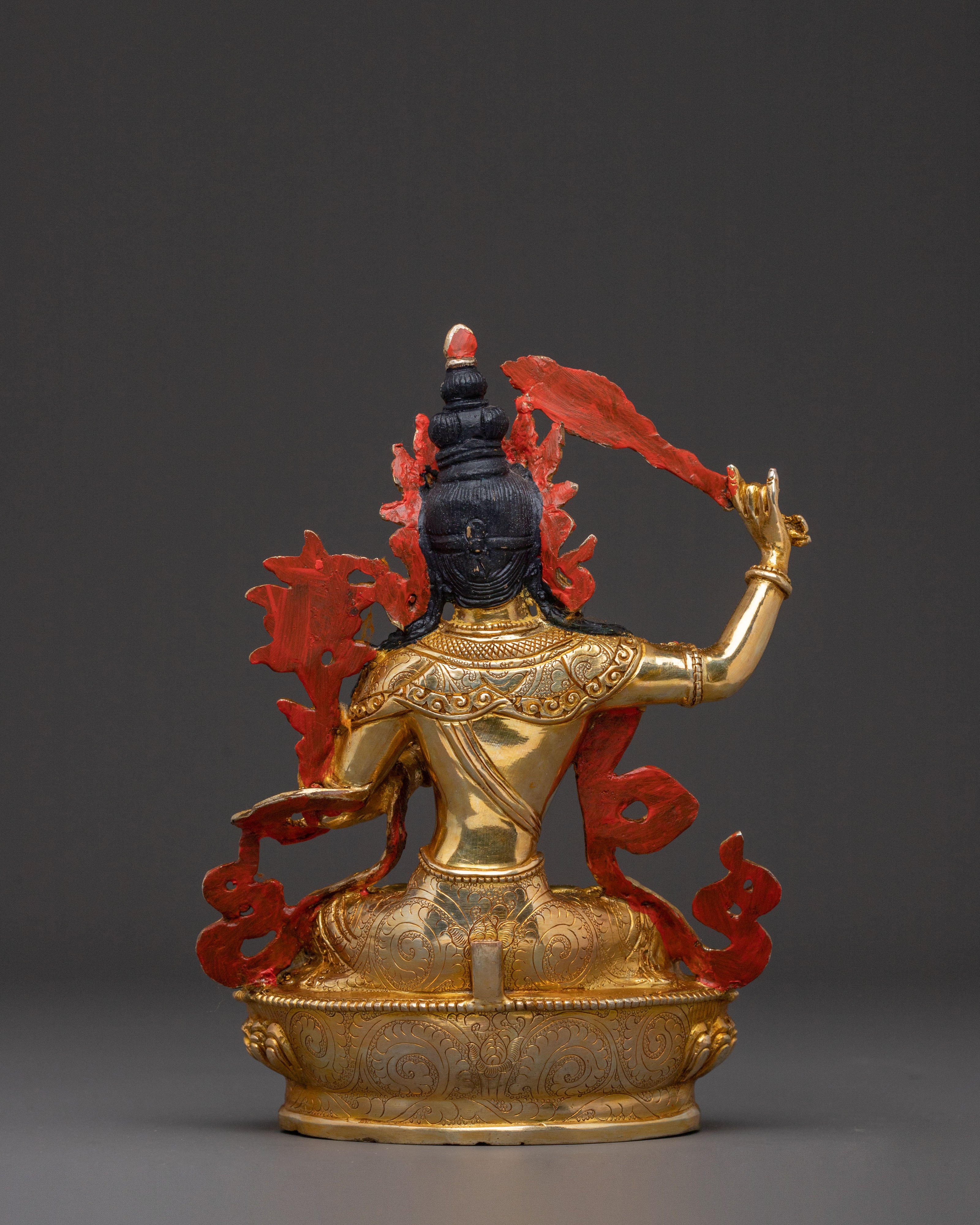 Manjushri Statue Sword of Knowledge - Hand-Gilded Wisdom