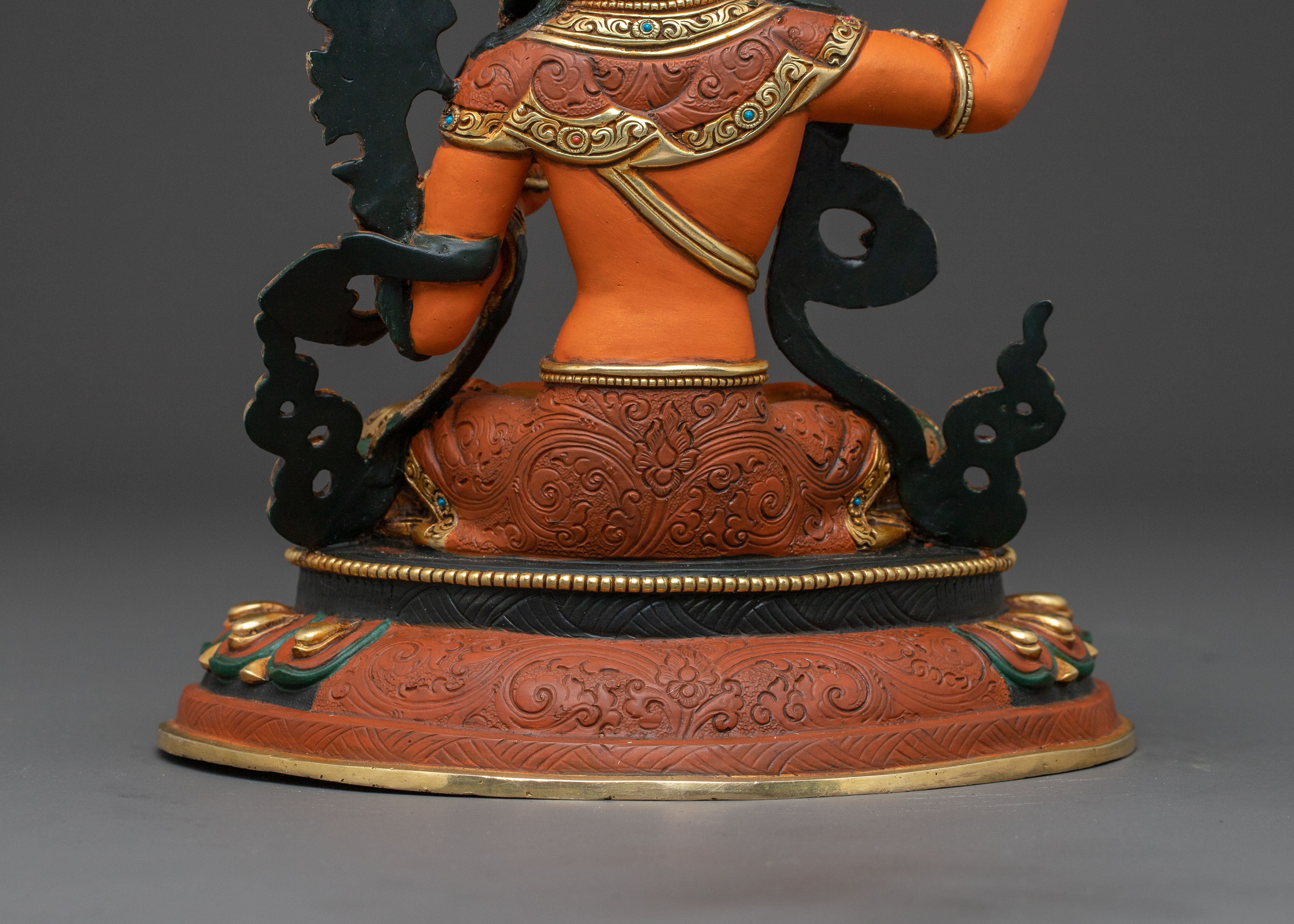Manjushri Spiritual Statue | 24k Gold Gilded Serenity