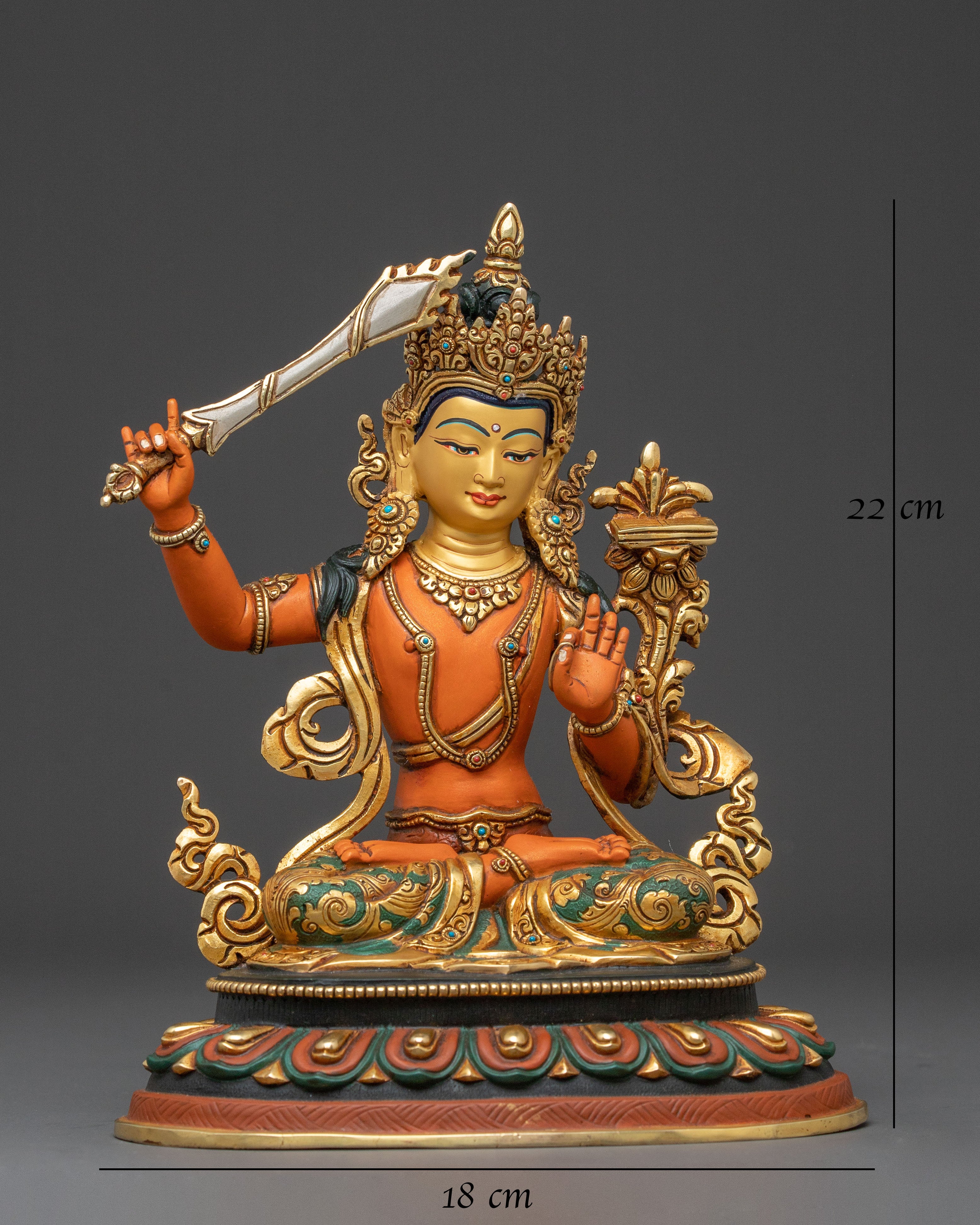 Manjushri Spiritual Statue | 24k Gold Gilded Serenity