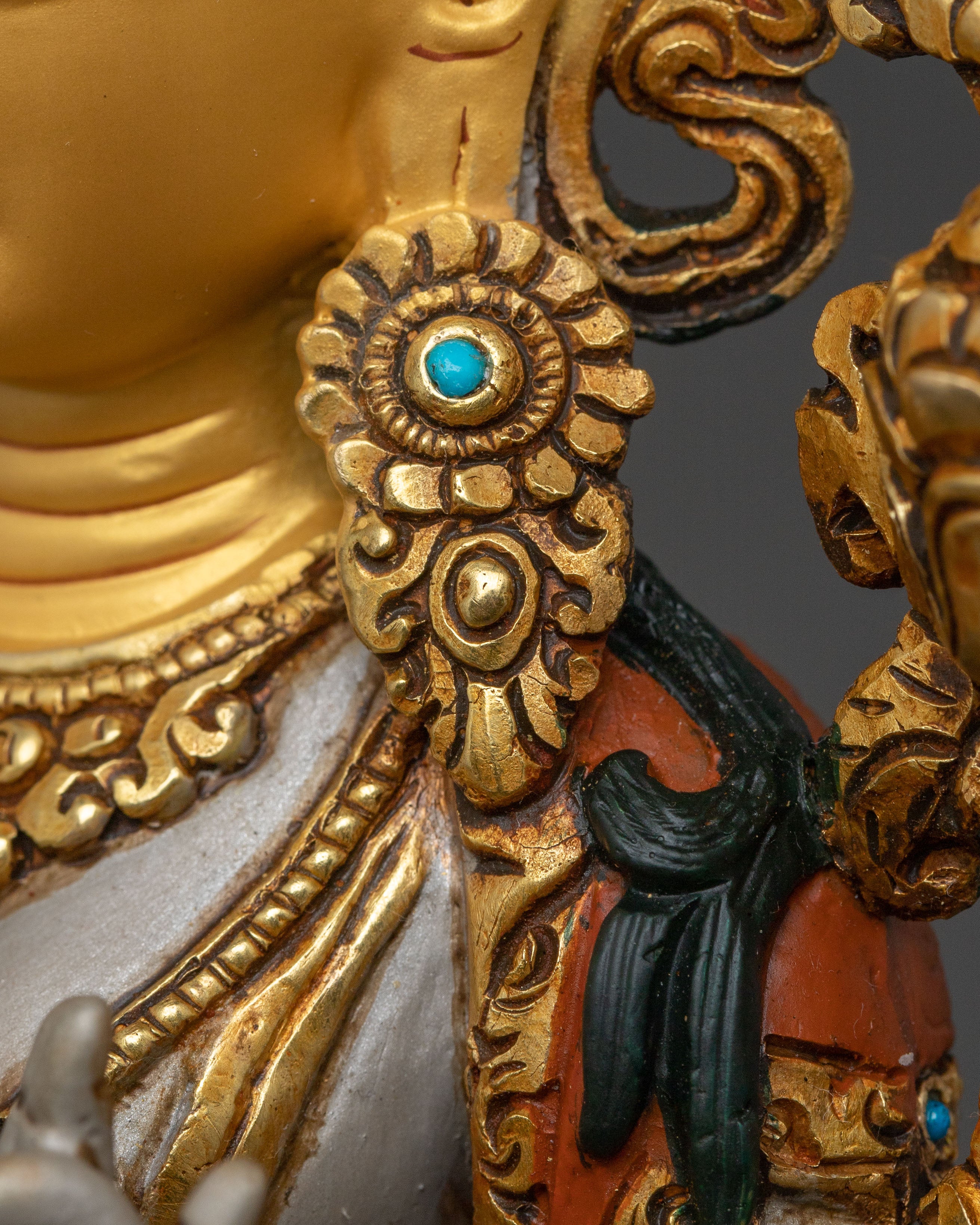 White Tara Statue | Golden Compassion Deity