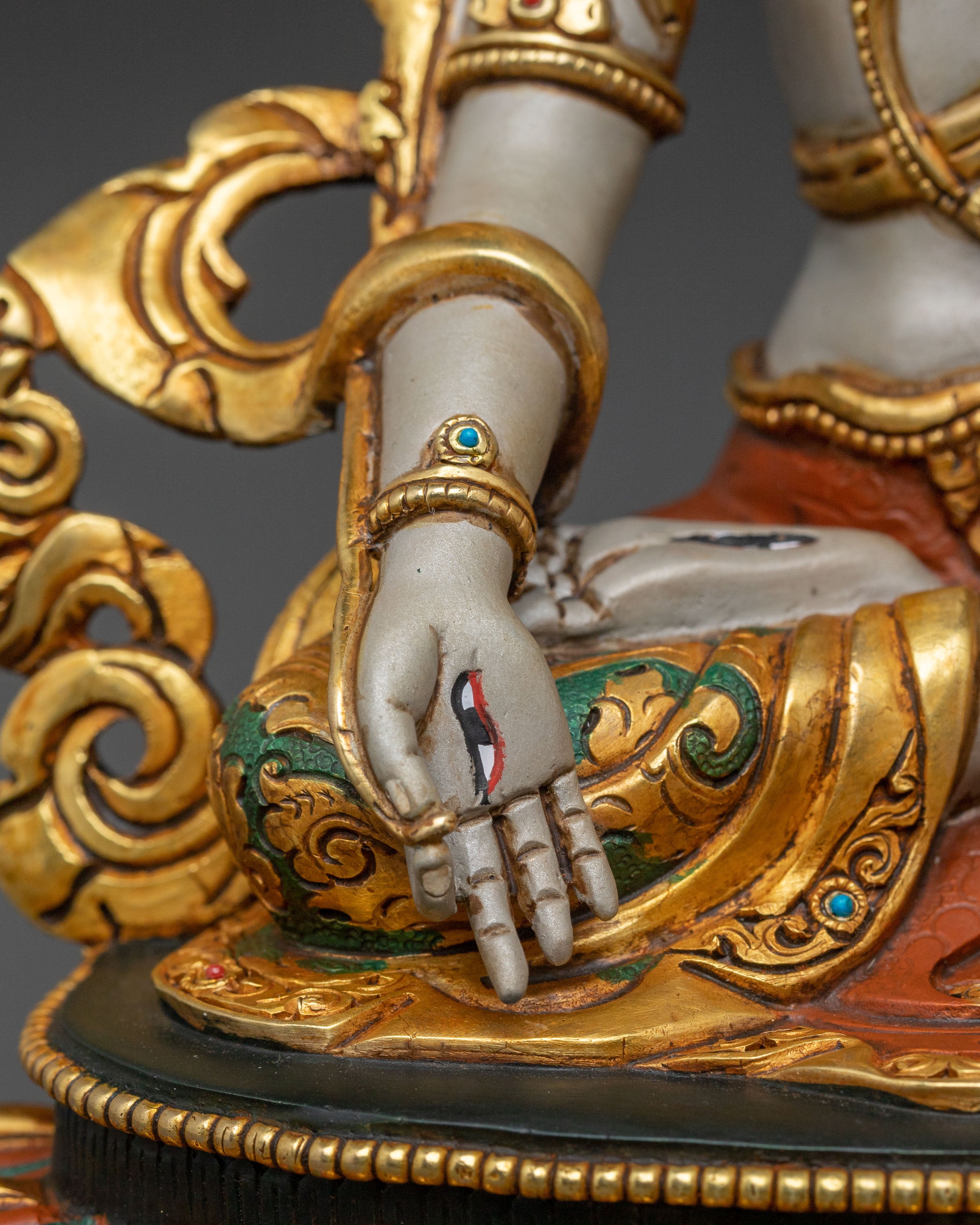 White Tara Statue | Golden Compassion Deity
