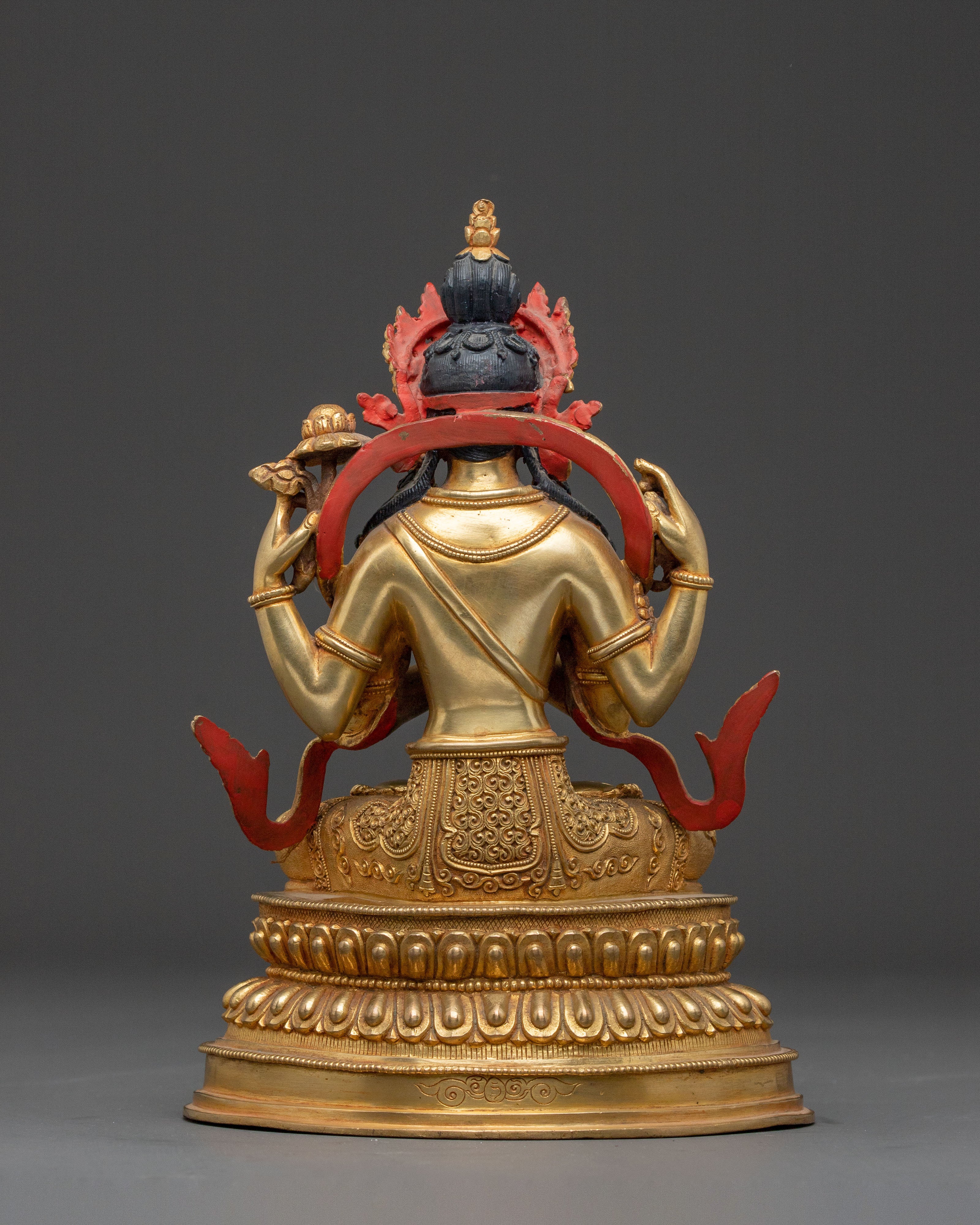 Chenrezig 24k Gold Gilded Statue | Meditational Decor
