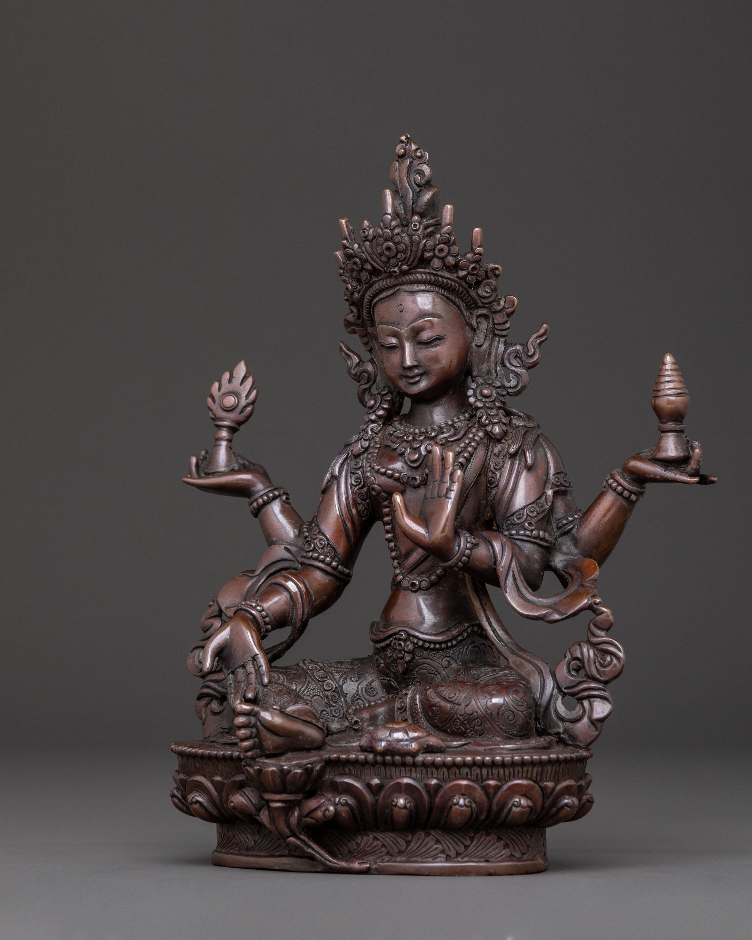 Laxmi Spiritual Goddess Statue - Oxidized Copper