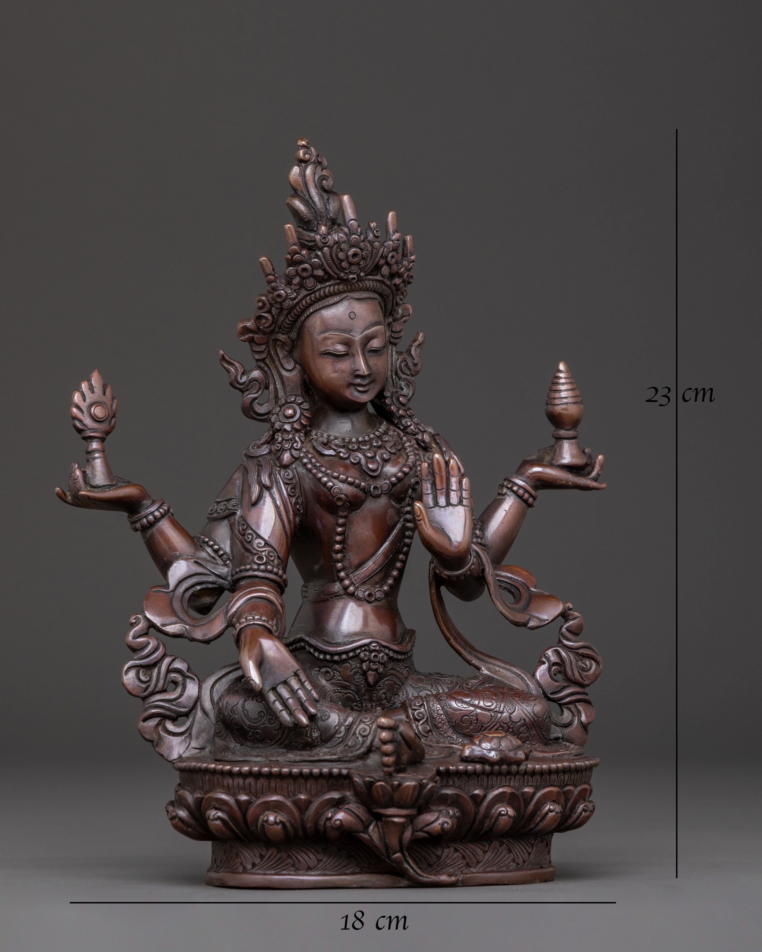 Laxmi Spiritual Goddess Statue - Oxidized Copper