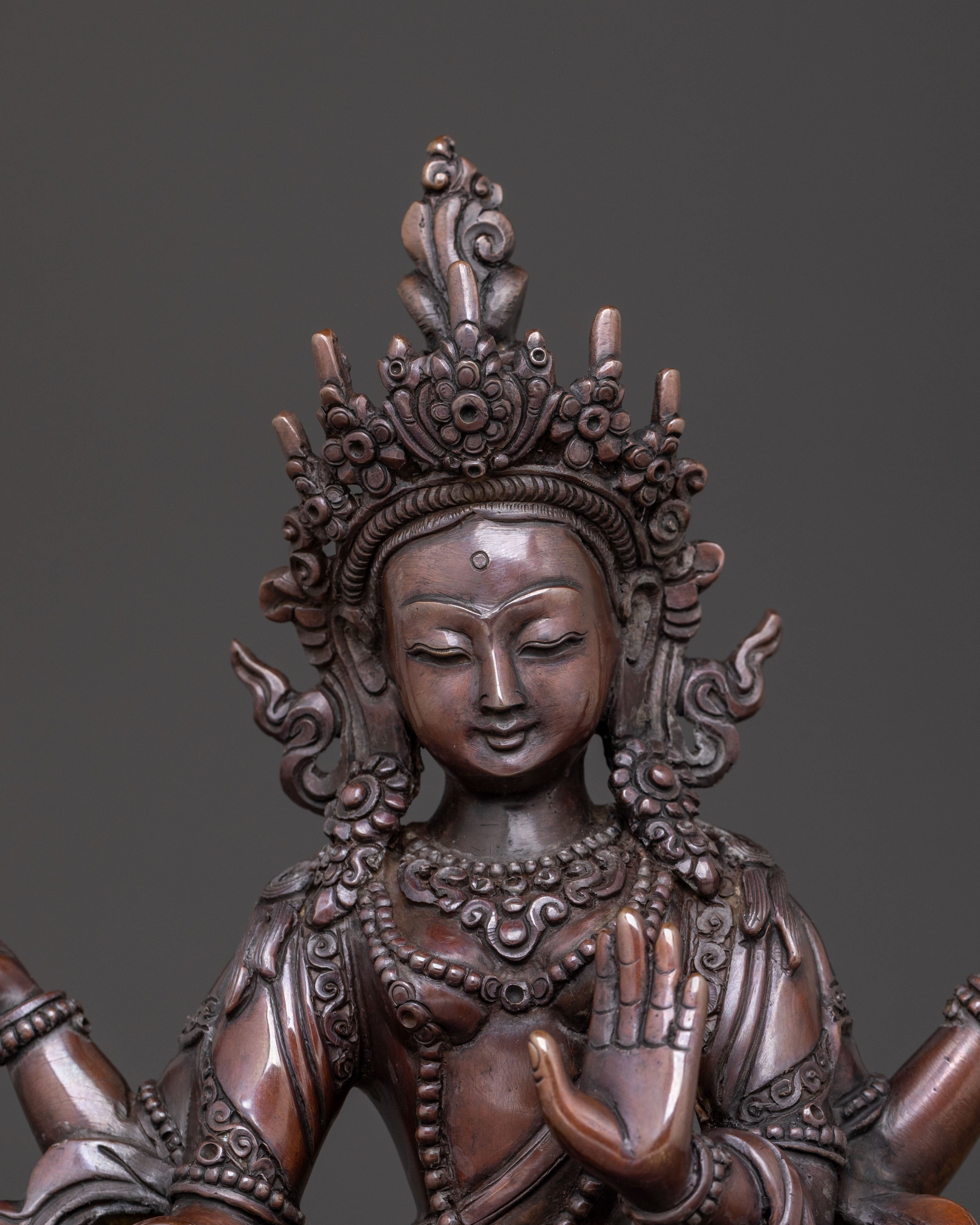 Laxmi Spiritual Goddess Statue - Oxidized Copper
