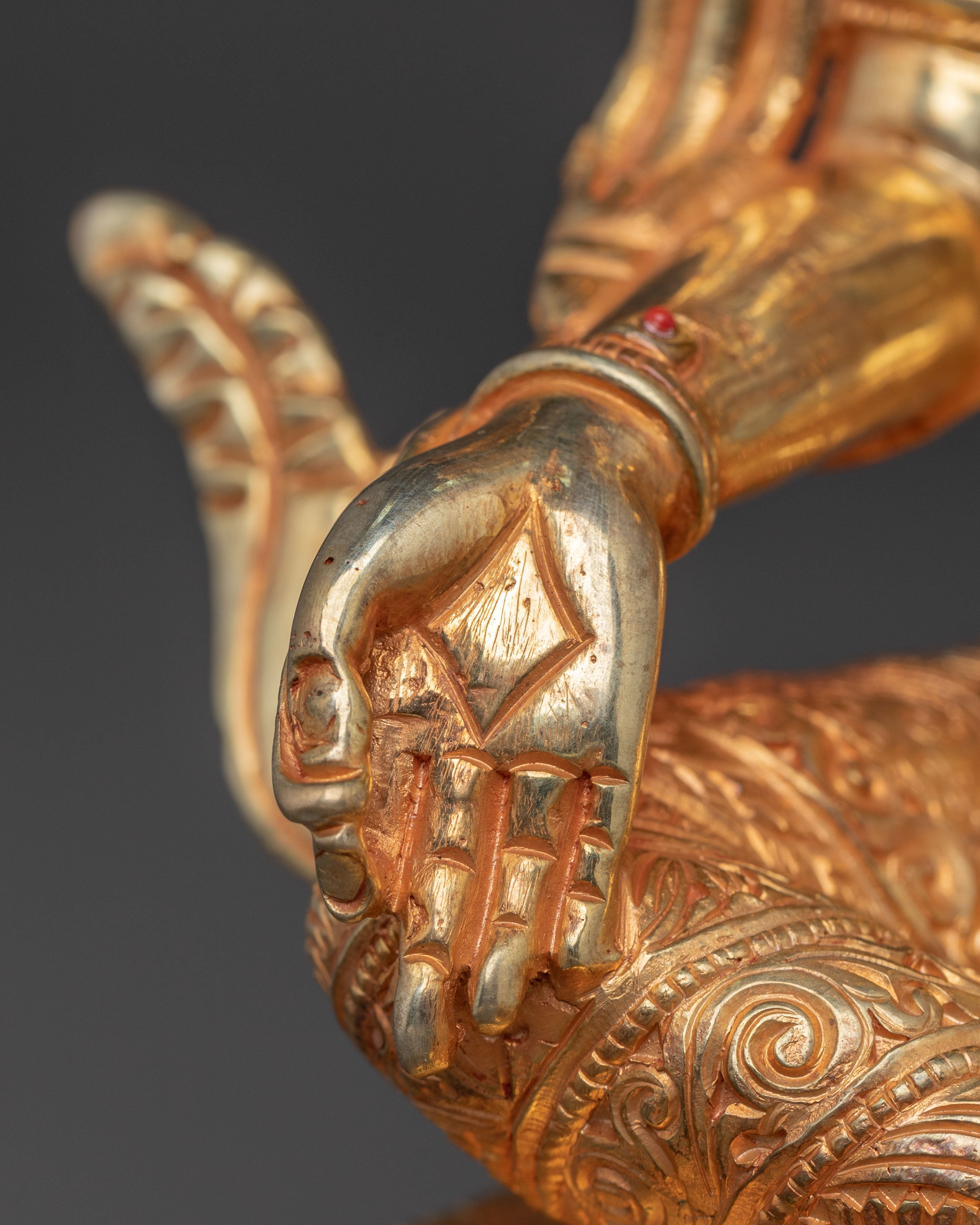 Green Tara Handcrafted Spiritual Statue - 24K Gold Gilded Artistry