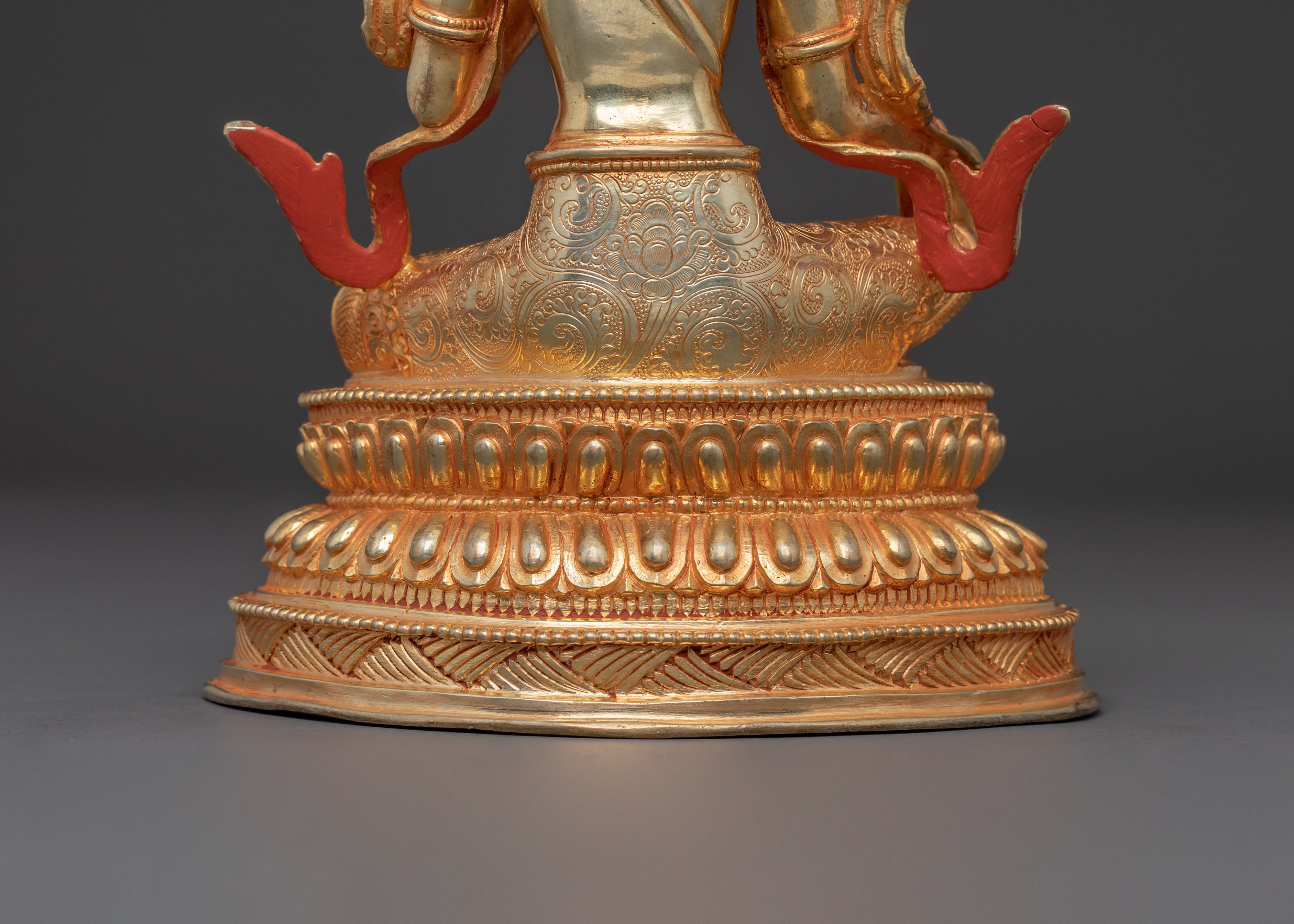 Green Tara Handcrafted Spiritual Statue - 24K Gold Gilded Artistry
