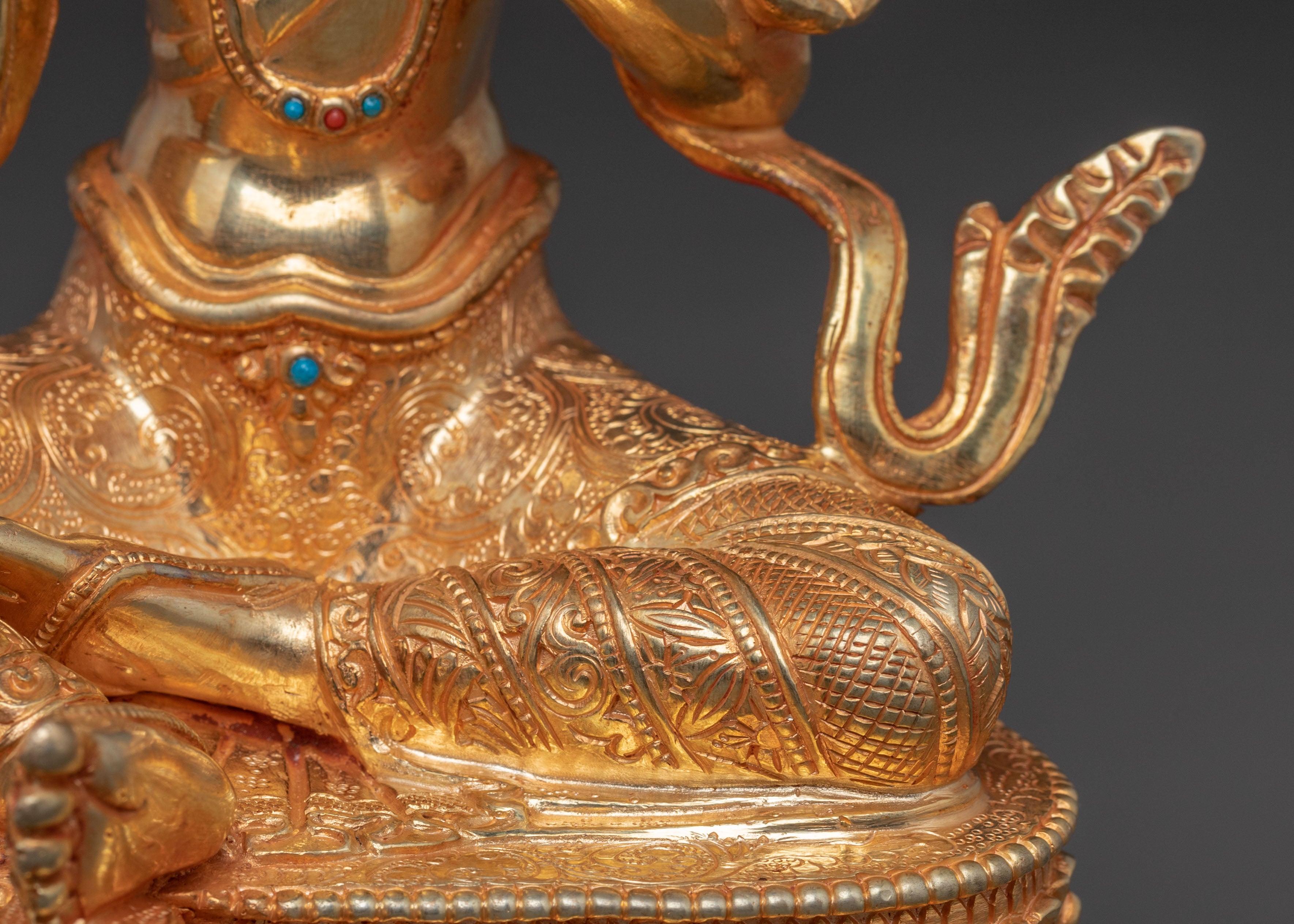 Green Tara Handcrafted Spiritual Statue - 24K Gold Gilded Artistry